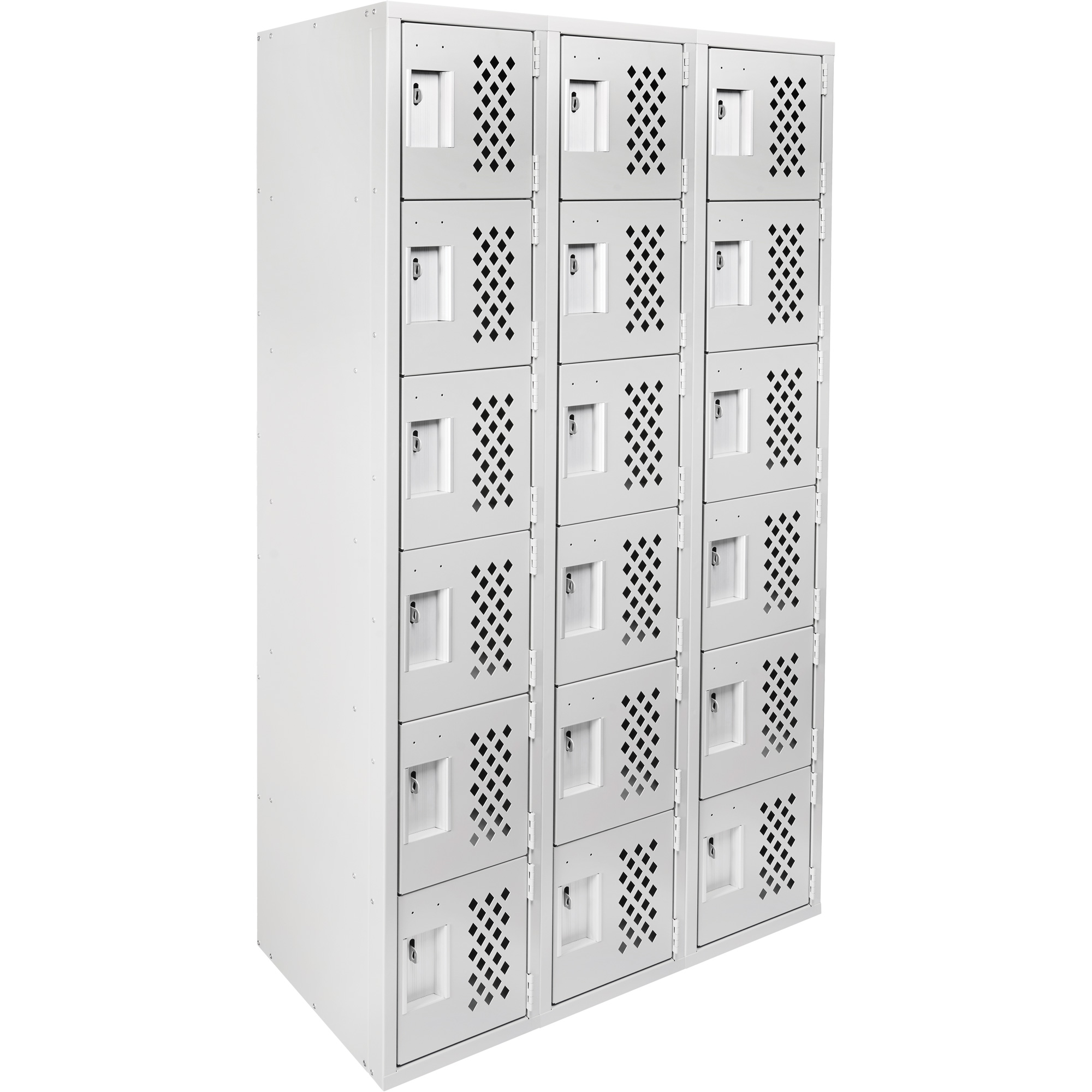 Petit casier perforé Clean-Line, 6 niveaux, Bloc de 3, 12" x 72" x 12", Acier