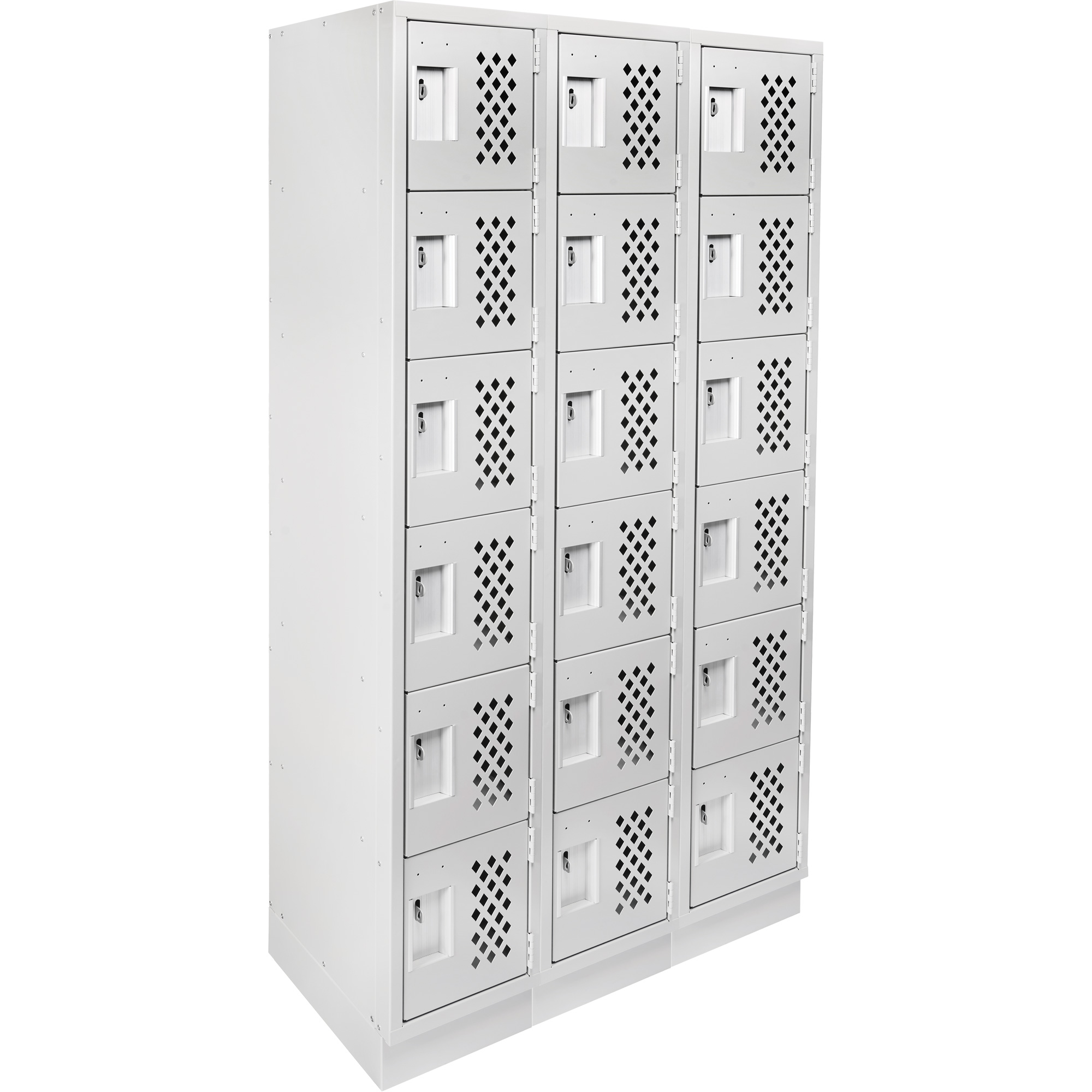 Petit casier perforé Clean-Line, 6 niveaux, Bloc de 3, 12" x 72" x 12", Acier