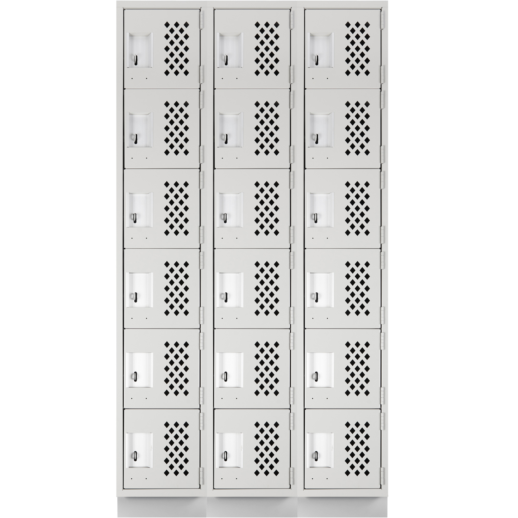 Petit casier perforé Clean-Line, 6 niveaux, Bloc de 3, 15" x 72" x 12", Acier – Image 2