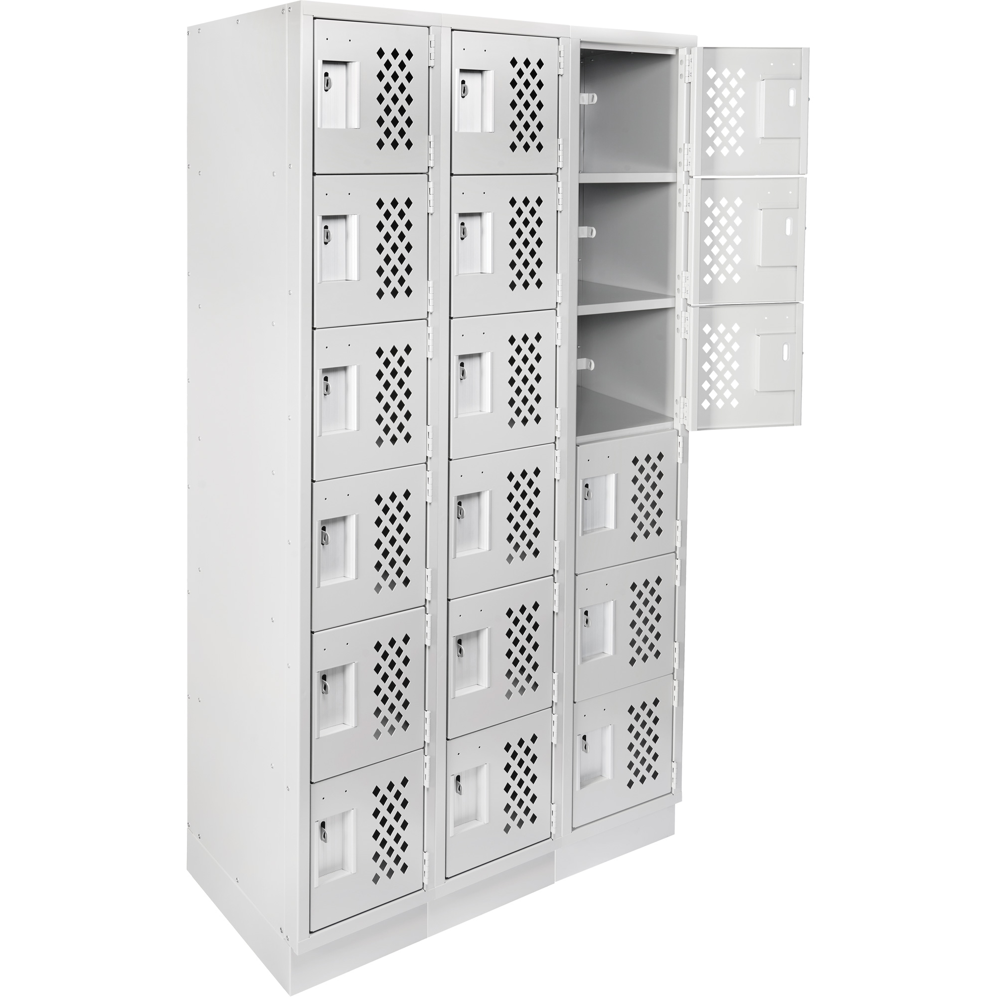 Petit casier perforé Clean-Line, 6 niveaux, Bloc de 3, 15" x 72" x 12", Acier – Image 3