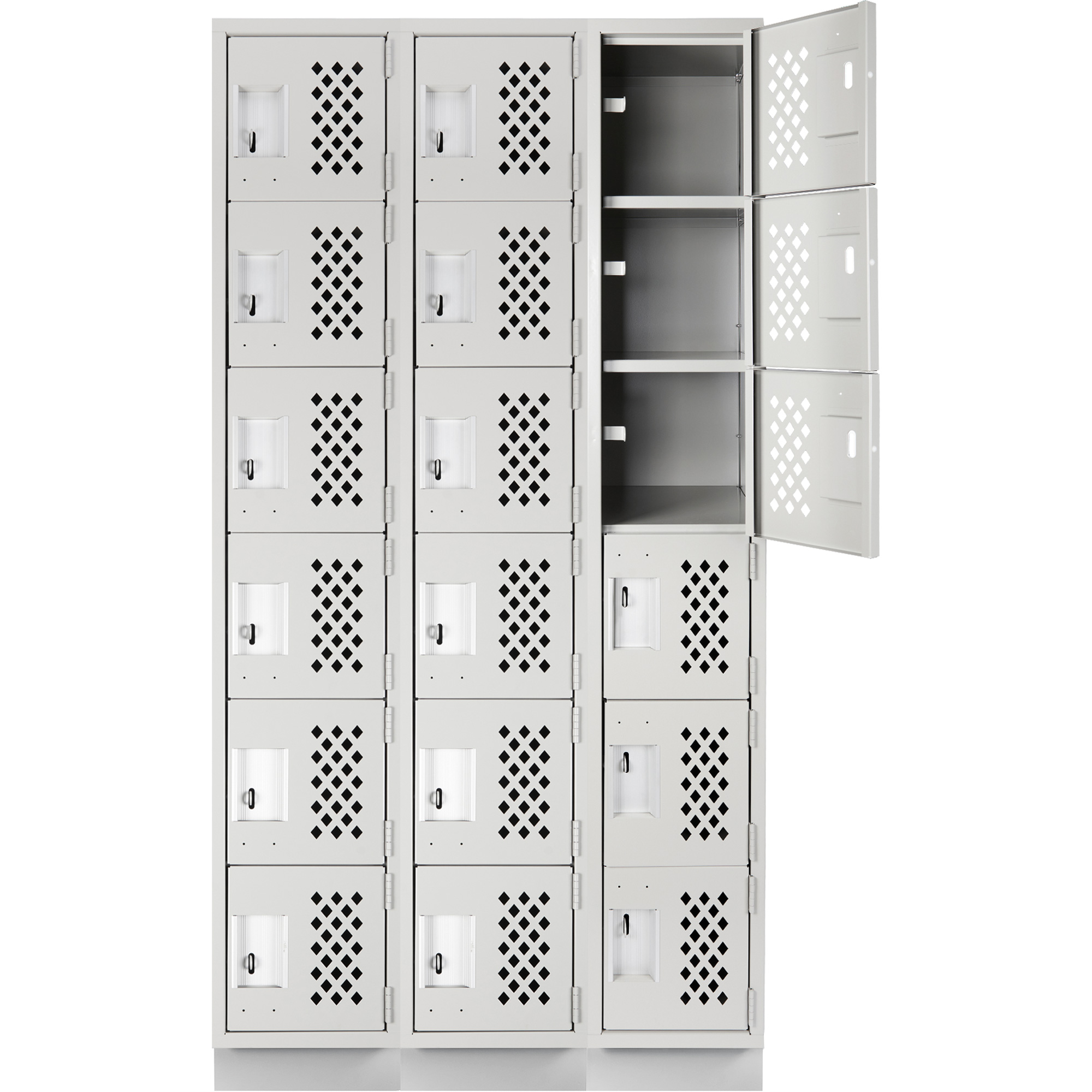 Petit casier perforé Clean-Line, 6 niveaux, Bloc de 3, 15" x 72" x 12", Acier – Image 4