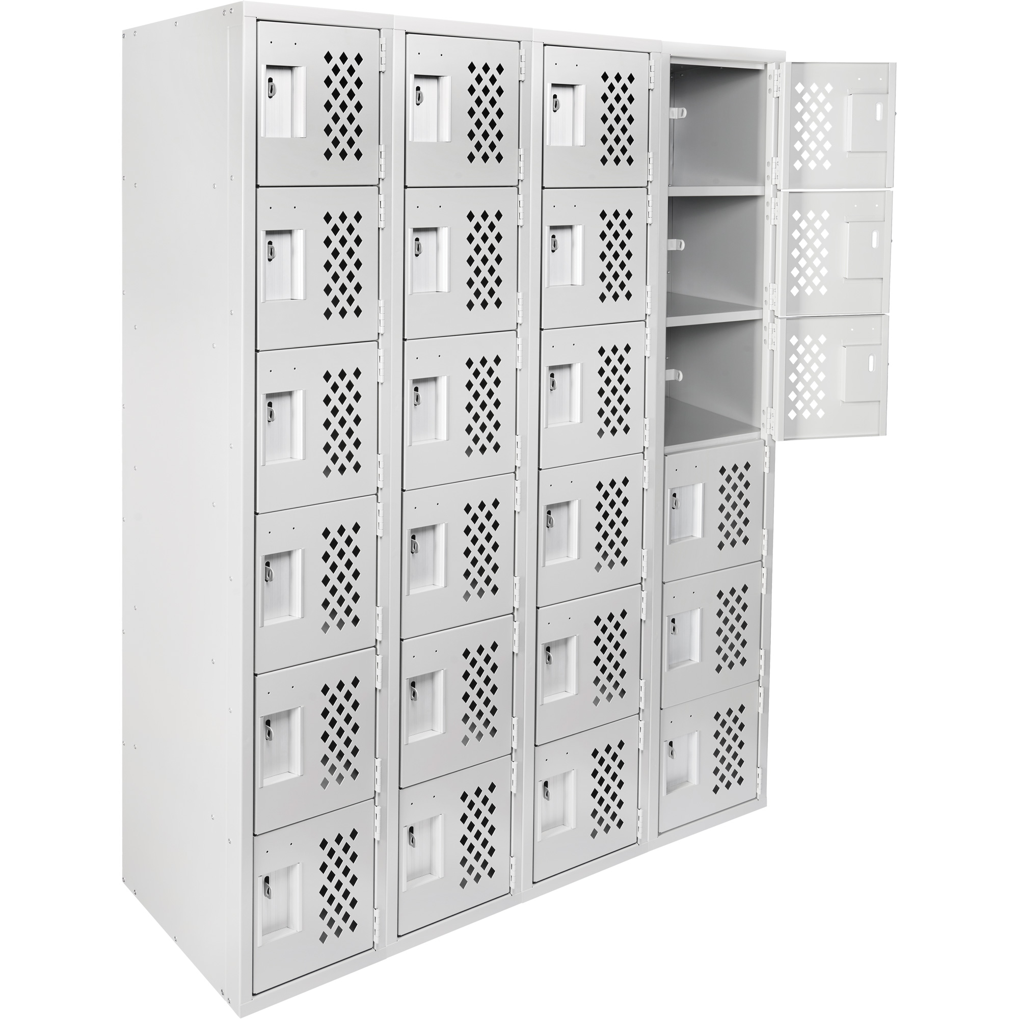Petits casiers Clean LineMC, 6 niveaux, Bloc de 4, 18" x 72" x 12", Acier – Image 3