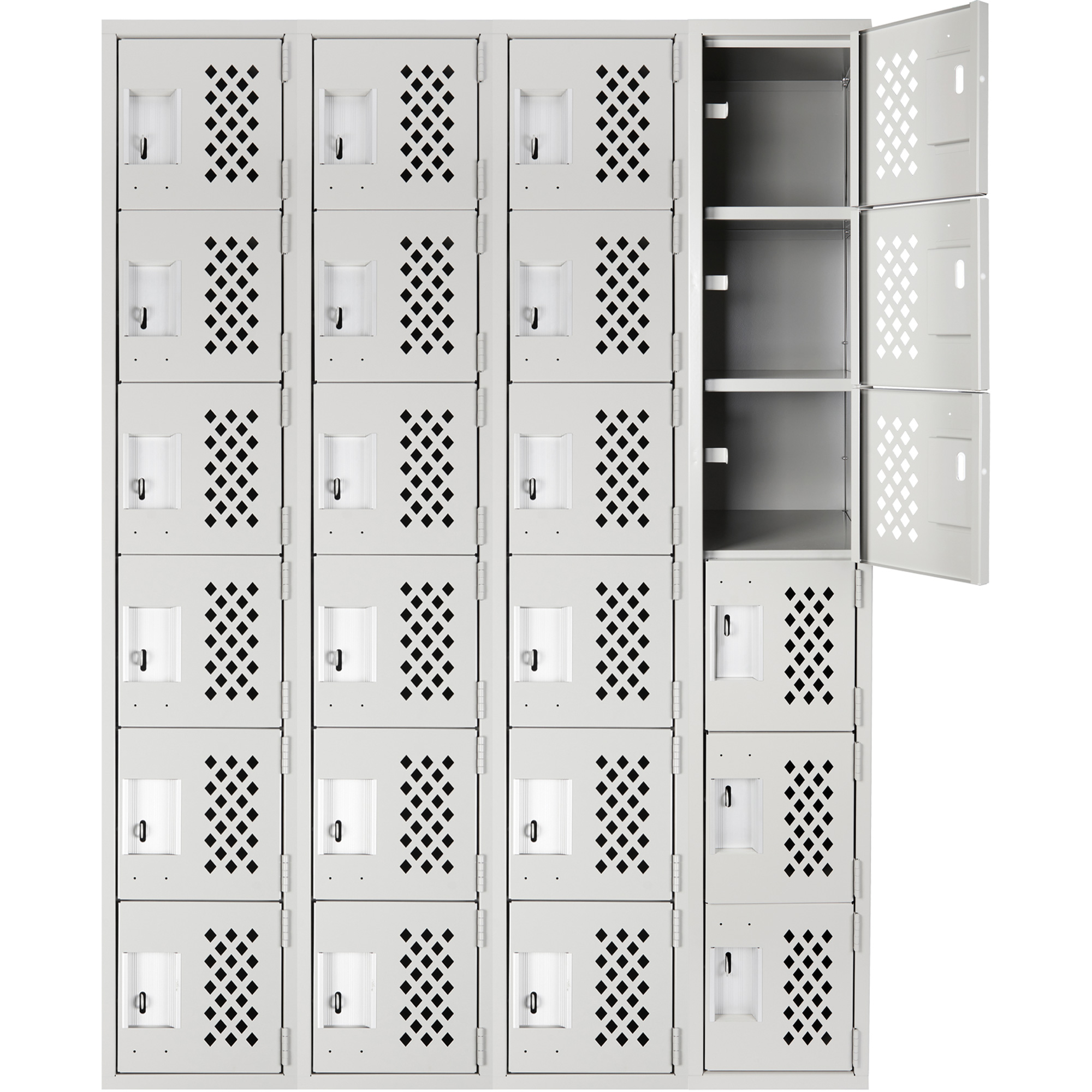 Petits casiers Clean LineMC, 6 niveaux, Bloc de 4, 18" x 72" x 12", Acier – Image 4