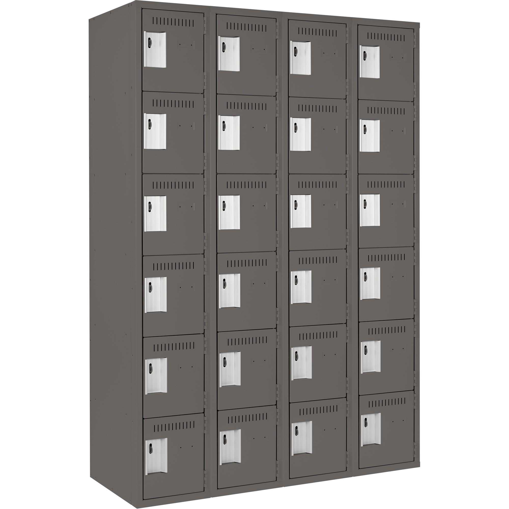 Petits casiers Clean LineMC, 6 niveaux, Bloc de 4, 48" x 18" x 72", Acier, Charbon, Rivet (assemblé)