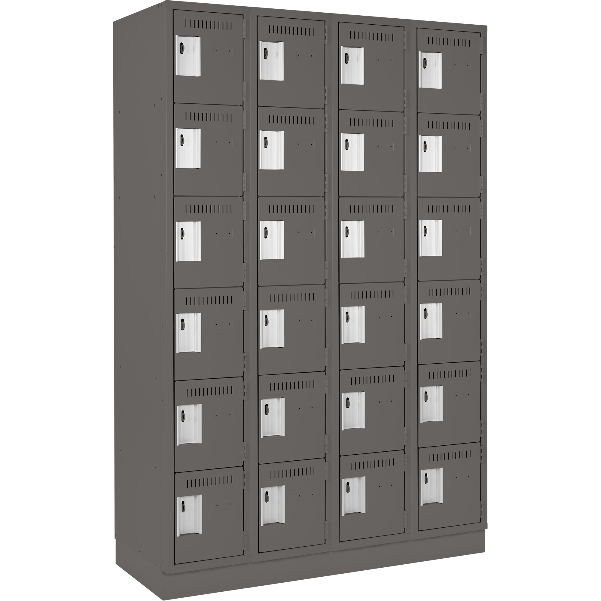 Petits casiers Clean LineMC, 6 niveaux, Bloc de 4, 48" x 18" x 76", Acier, Charbon, Rivet (assemblé)