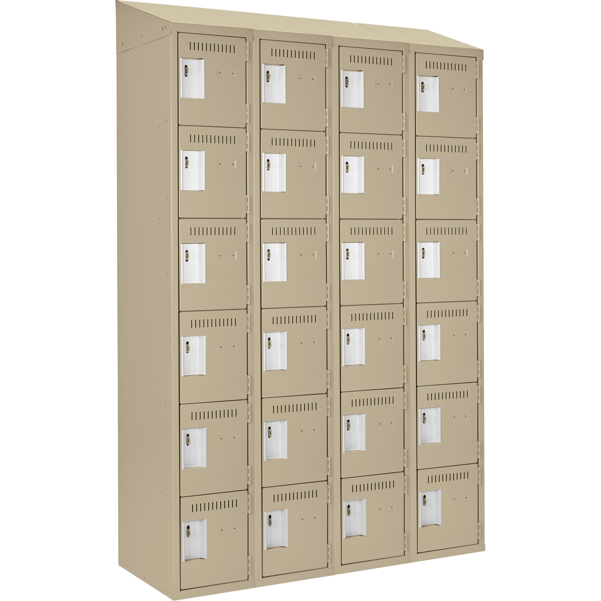 Petits casiers Clean LineMC, 6 niveaux, Bloc de 4, 48" x 18" x 78", Acier, Beige, Rivet (assemblé)