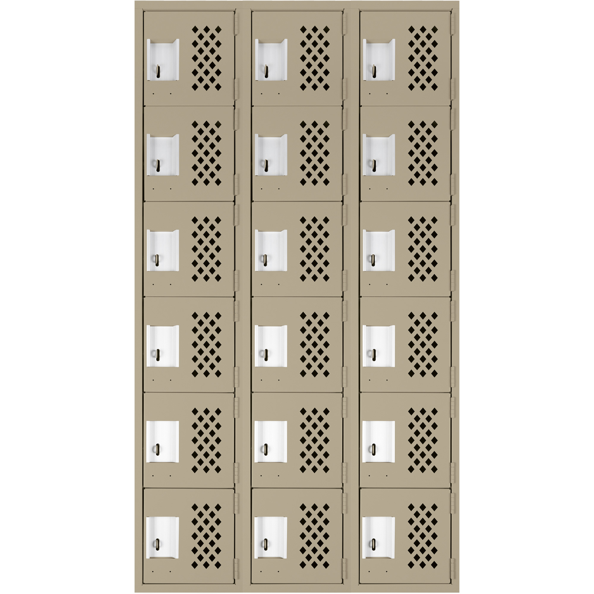 Petit casier perforé Clean-Line, 6 niveaux, Bloc de 3, 15" x 72" x 12", Acier – Image 2