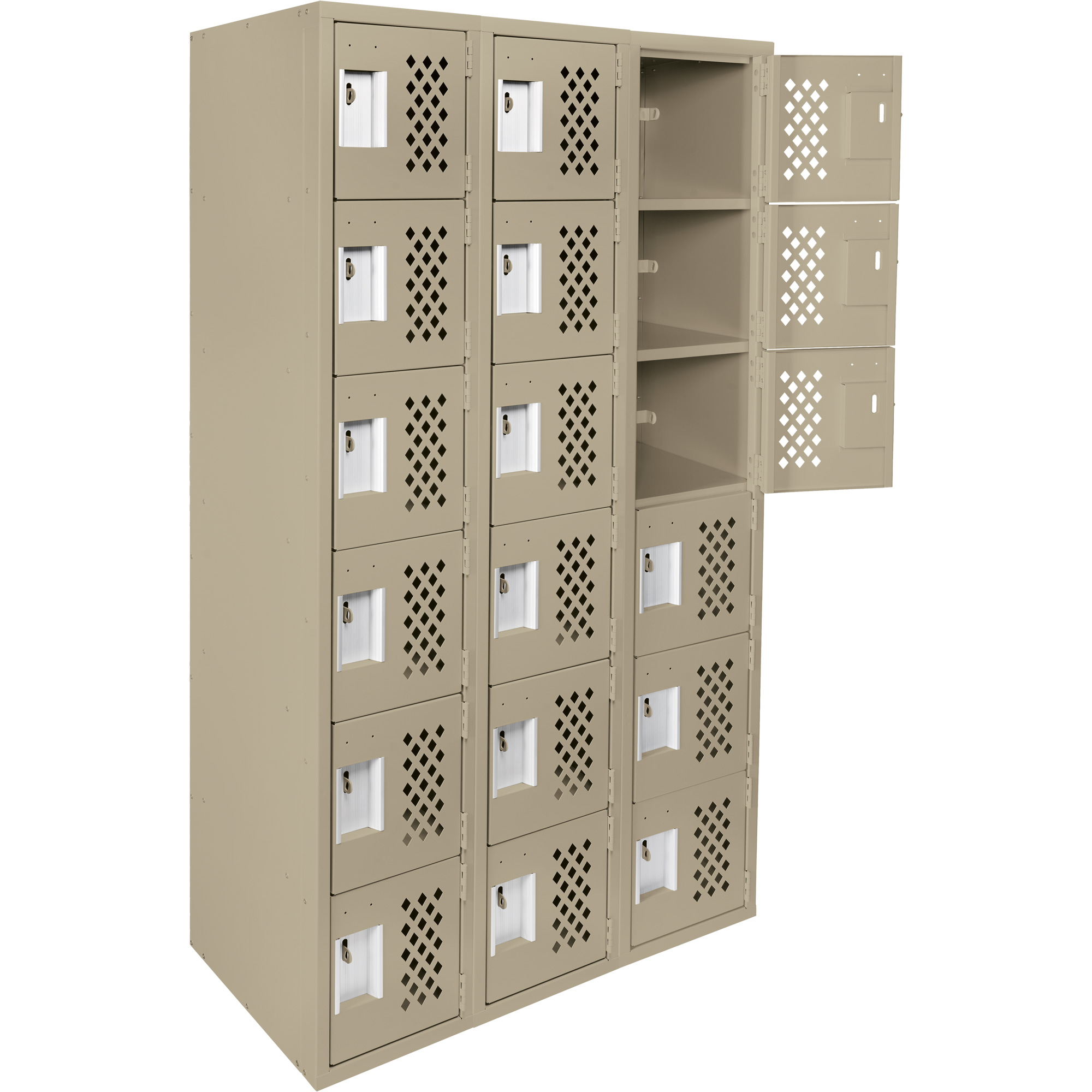 Petit casier perforé Clean-Line, 6 niveaux, Bloc de 3, 15" x 72" x 12", Acier – Image 3