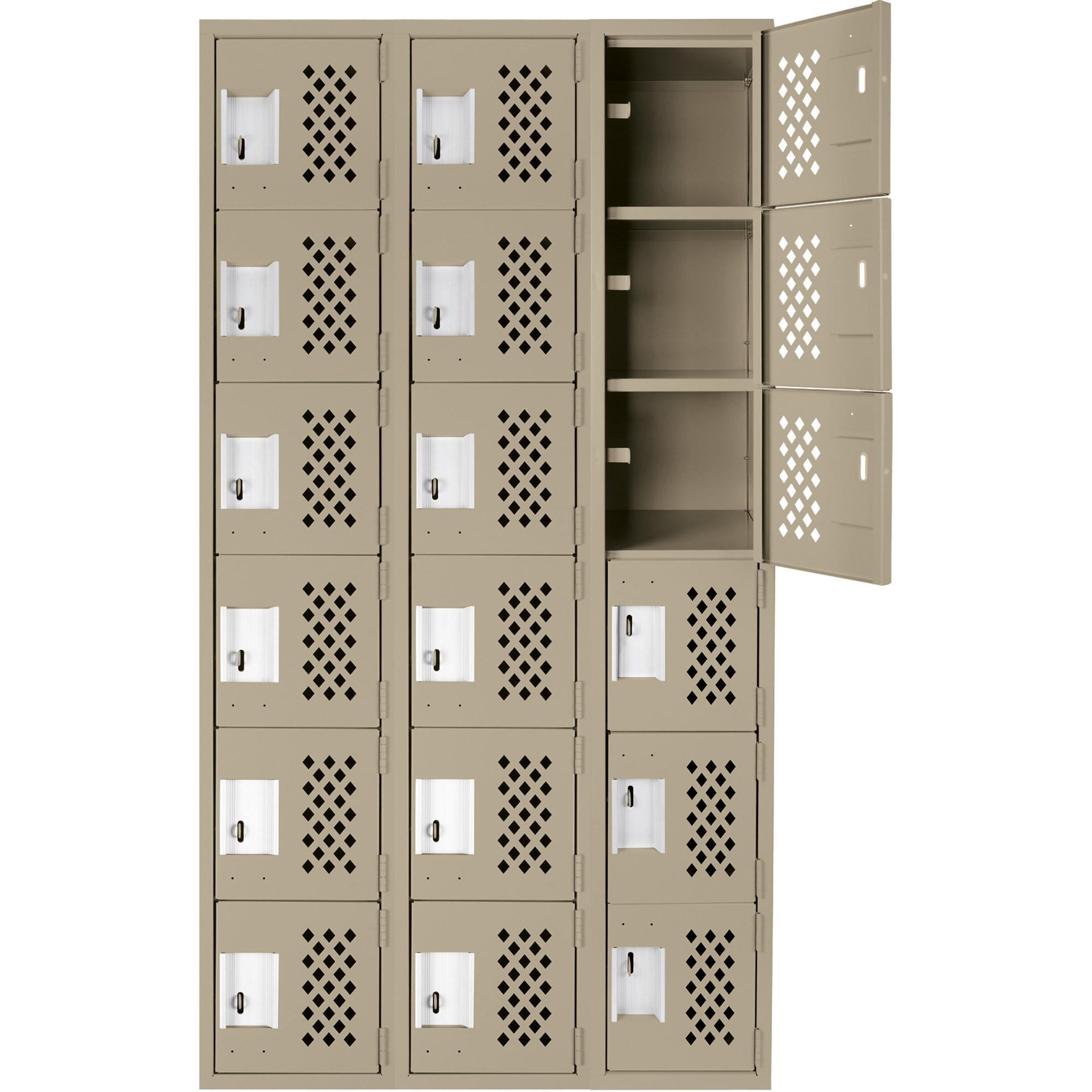 Petit casier perforé Clean-Line, 6 niveaux, Bloc de 3, 15" x 72" x 12", Acier – Image 4