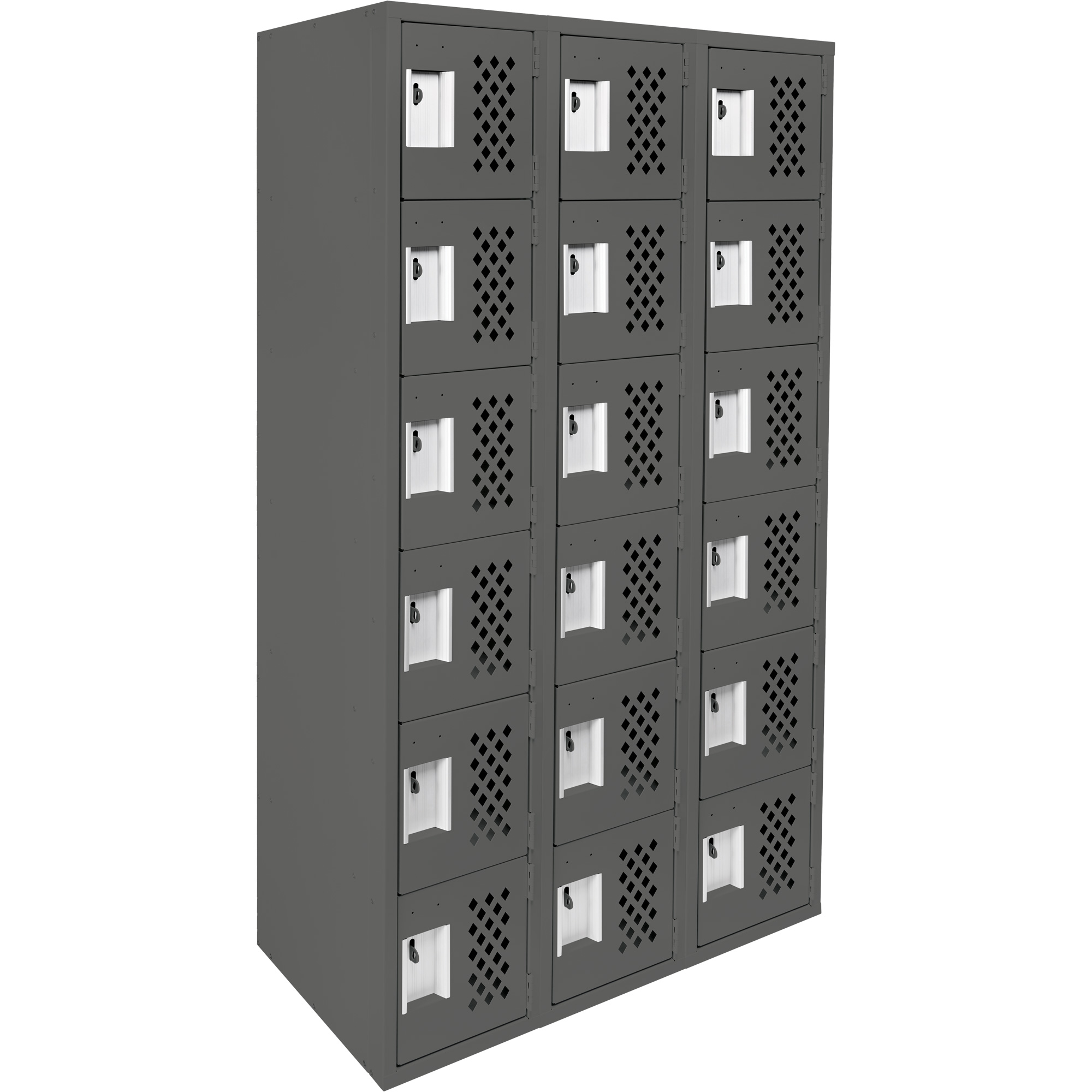 Petit casier perforé Clean-Line, 6 niveaux, Bloc de 3, 12" x 72" x 12", Acier