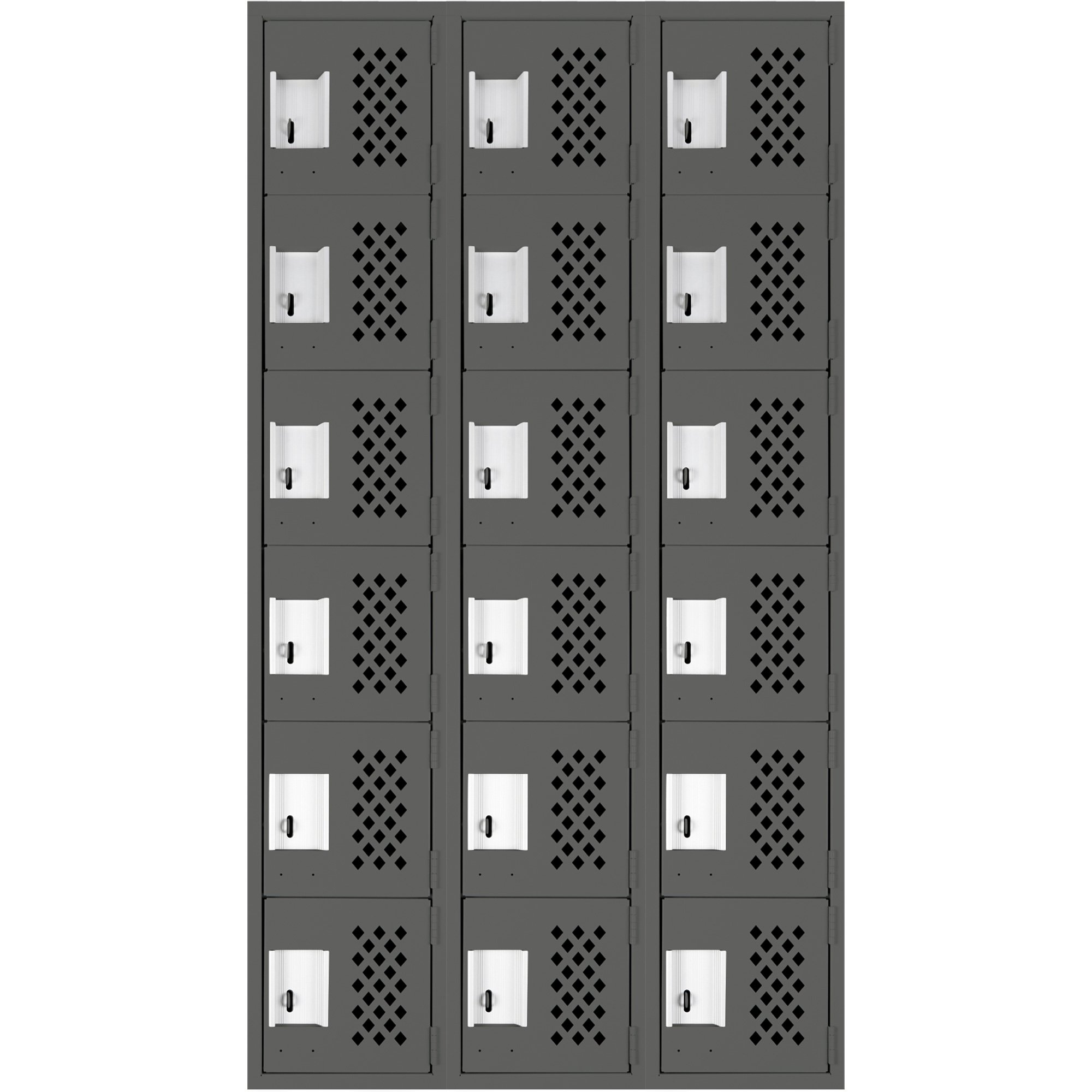 Petit casier perforé Clean-Line, 6 niveaux, Bloc de 3, 12" x 72" x 12", Acier – Image 2