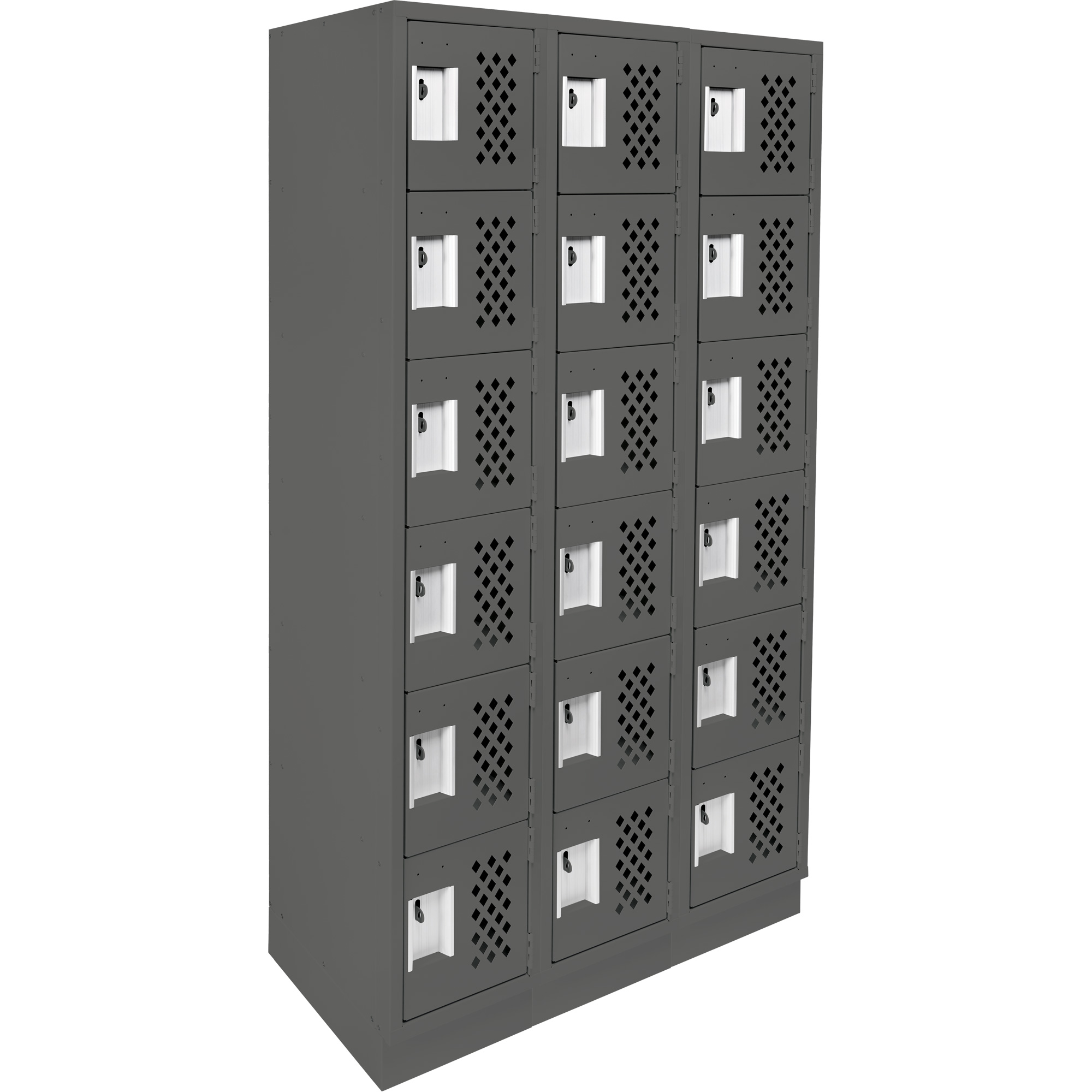 Petit casier perforé Clean-Line, 6 niveaux, Bloc de 3, 15" x 72" x 12", Acier