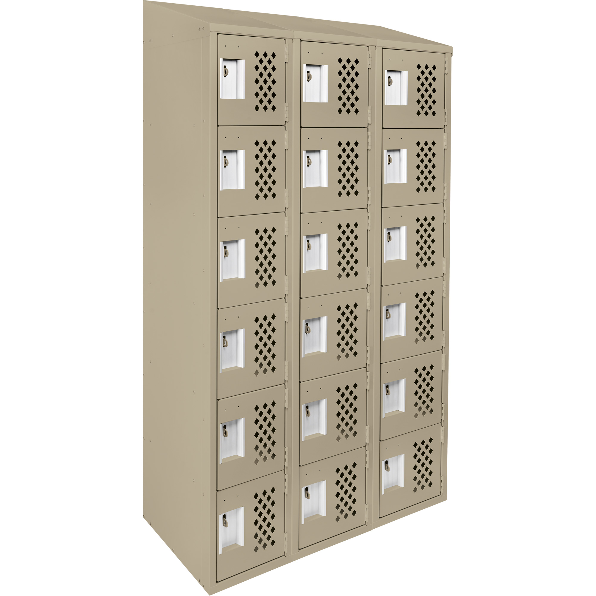 Petit casier perforé Clean-Line, 6 niveaux, Bloc de 3, 15" x 72" x 12", Acier