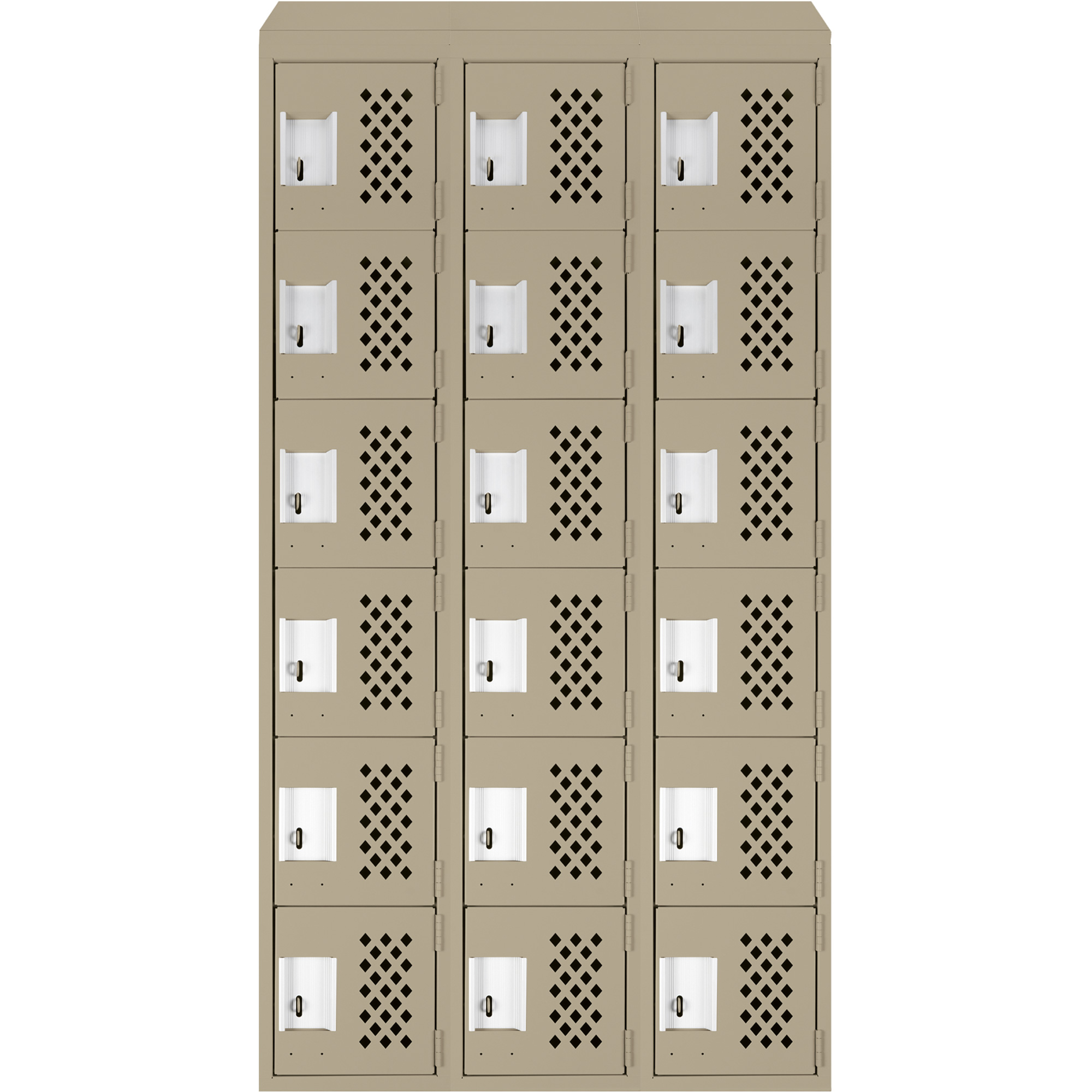 Petit casier perforé Clean-Line, 6 niveaux, Bloc de 3, 15" x 72" x 12", Acier – Image 2