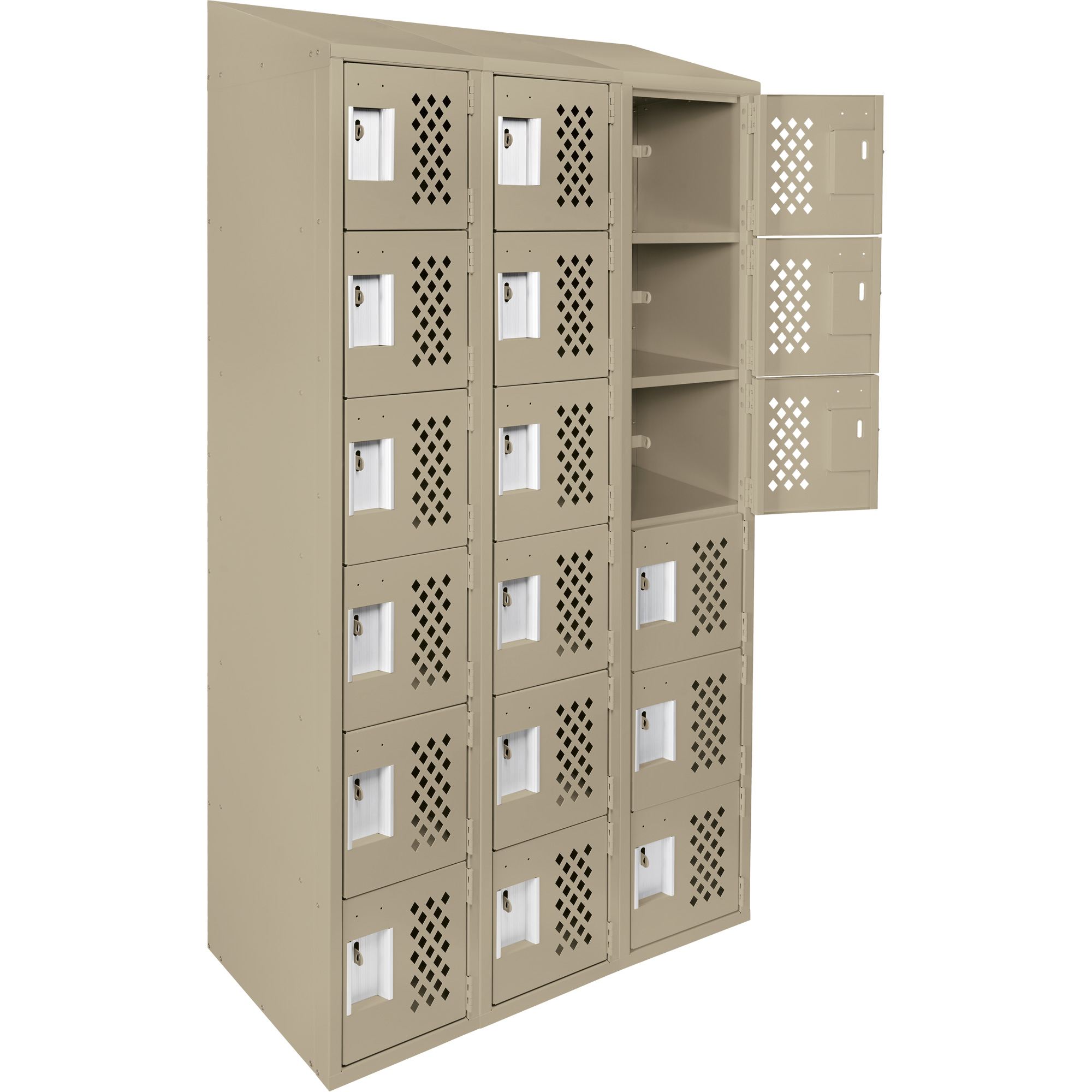 Petit casier perforé Clean-Line, 6 niveaux, Bloc de 3, 15" x 72" x 12", Acier – Image 3