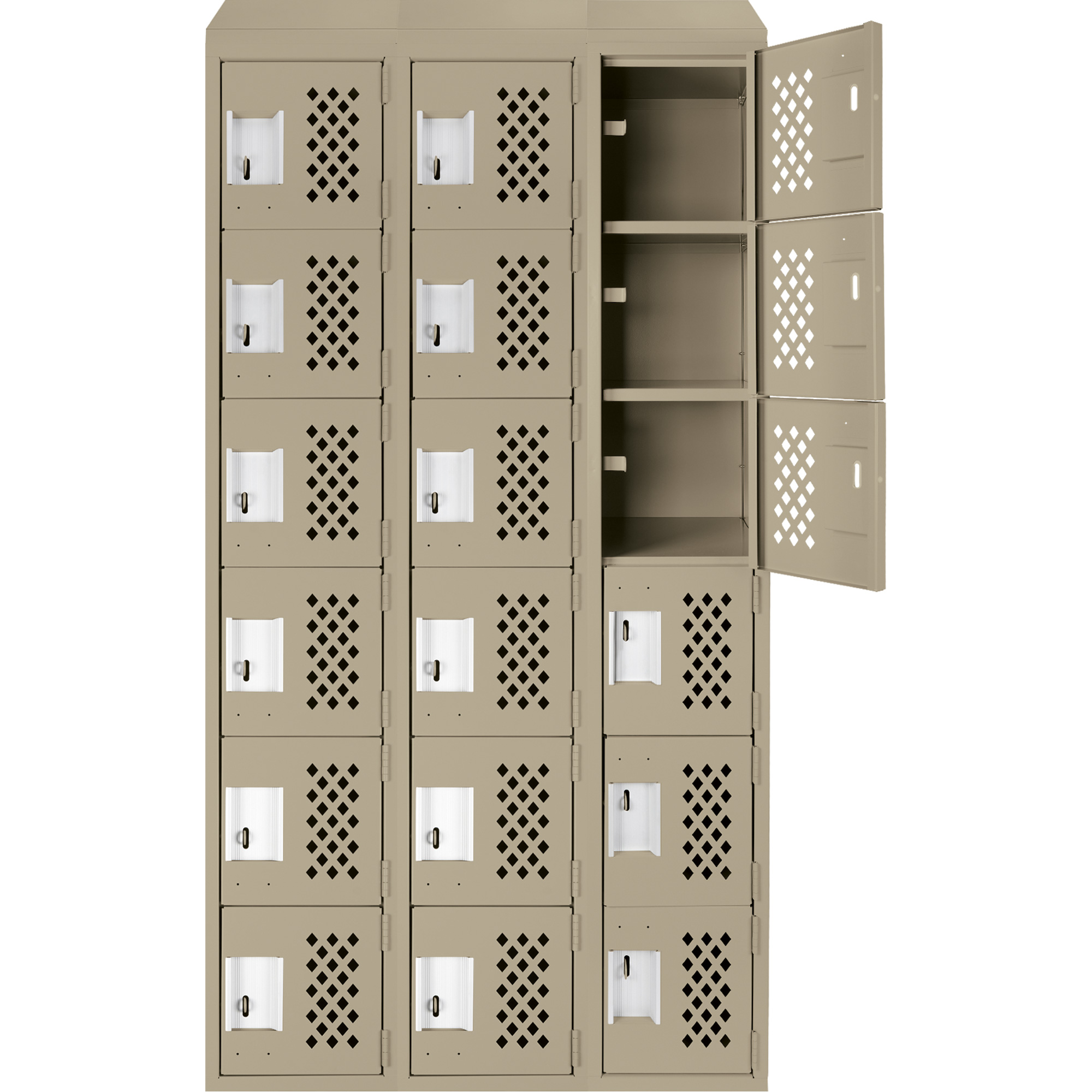 Petit casier perforé Clean-Line, 6 niveaux, Bloc de 3, 15" x 72" x 12", Acier – Image 4