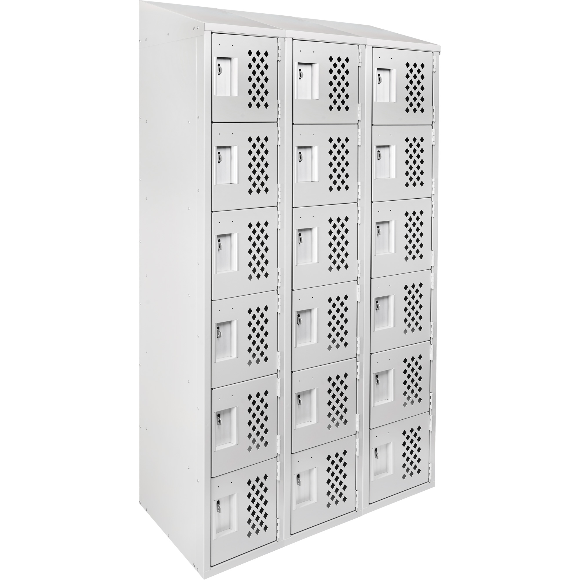 Petits casiers économiques assemblés et perforés Clean LineMC, 6 niveaux, Bloc de 3, 18" x 72" x 12", Acier