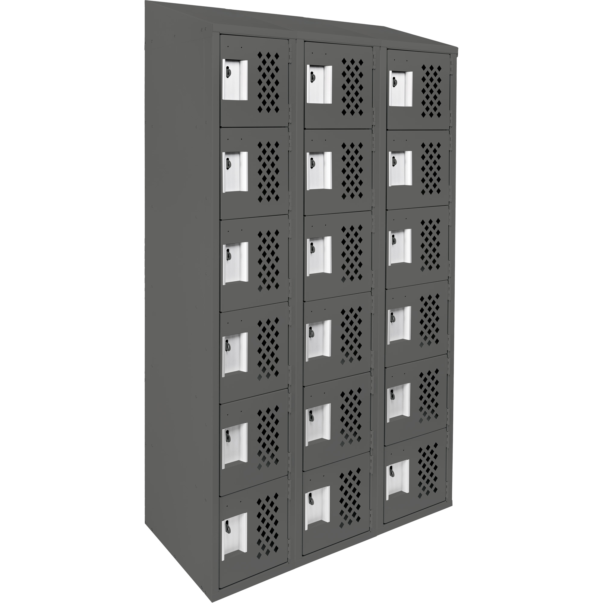 Petit casier perforé Clean-Line, 6 niveaux, Bloc de 3, 12" x 72" x 12", Acier