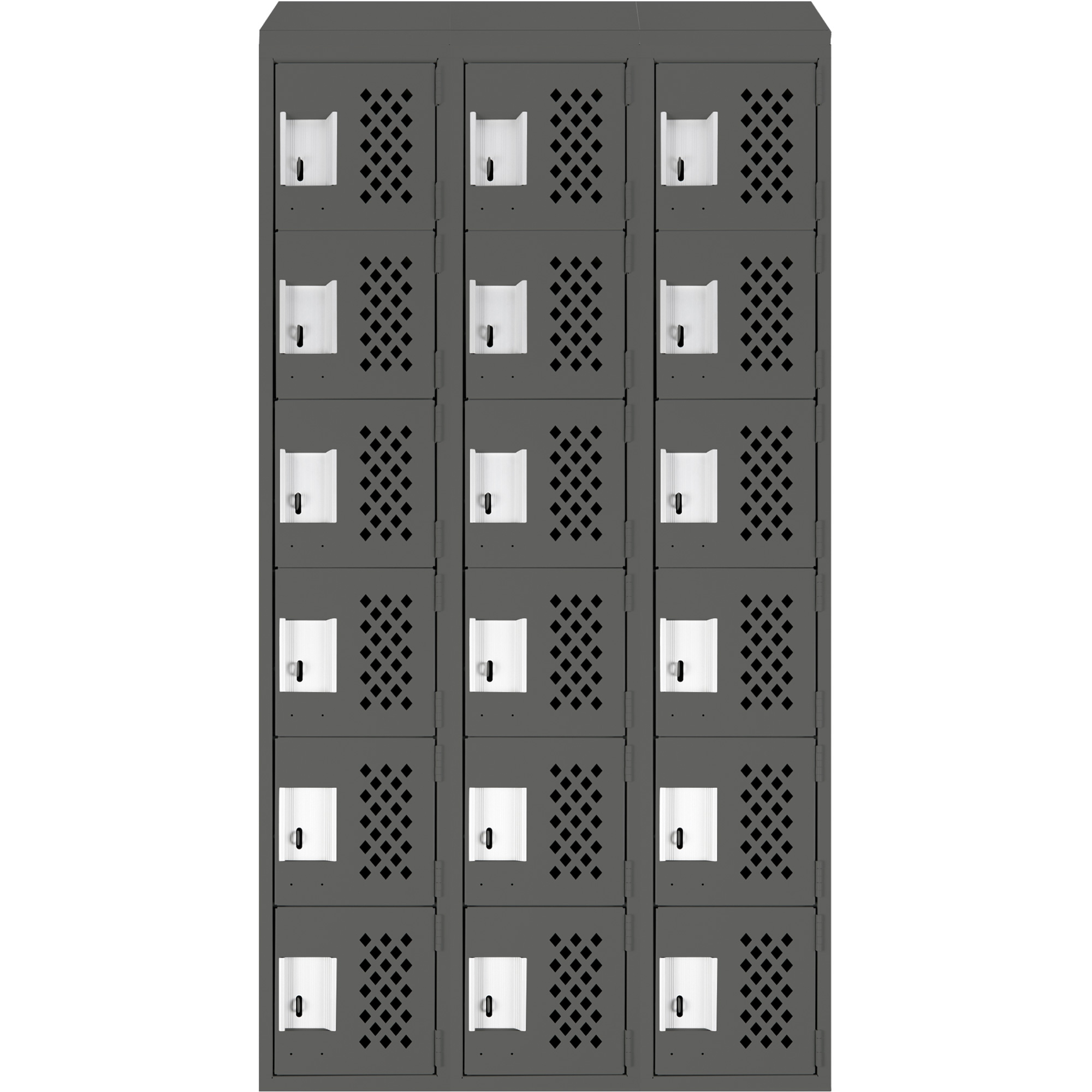 Petit casier perforé Clean-Line, 6 niveaux, Bloc de 3, 12" x 72" x 12", Acier – Image 2