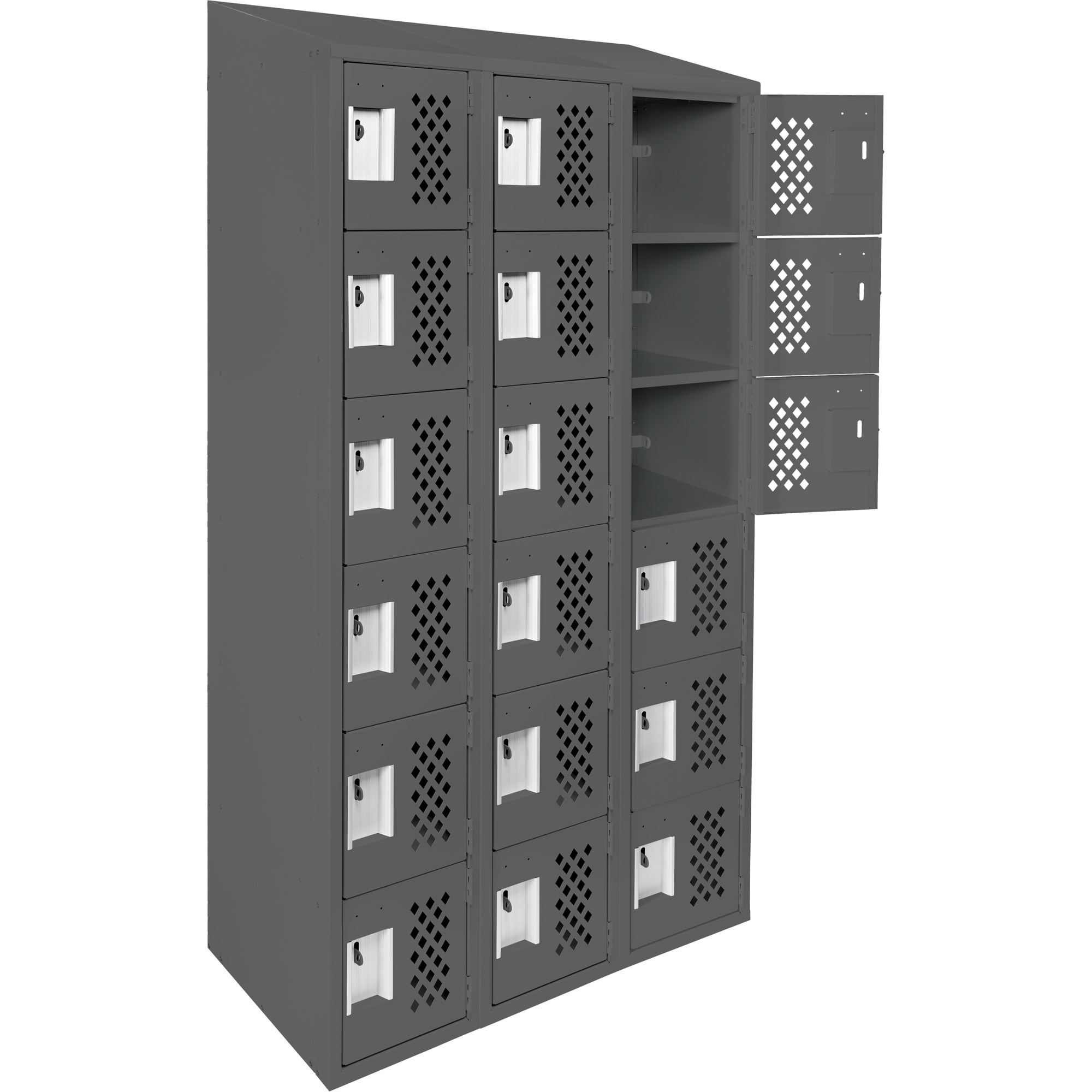 Petit casier perforé Clean-Line, 6 niveaux, Bloc de 3, 12" x 72" x 12", Acier – Image 3