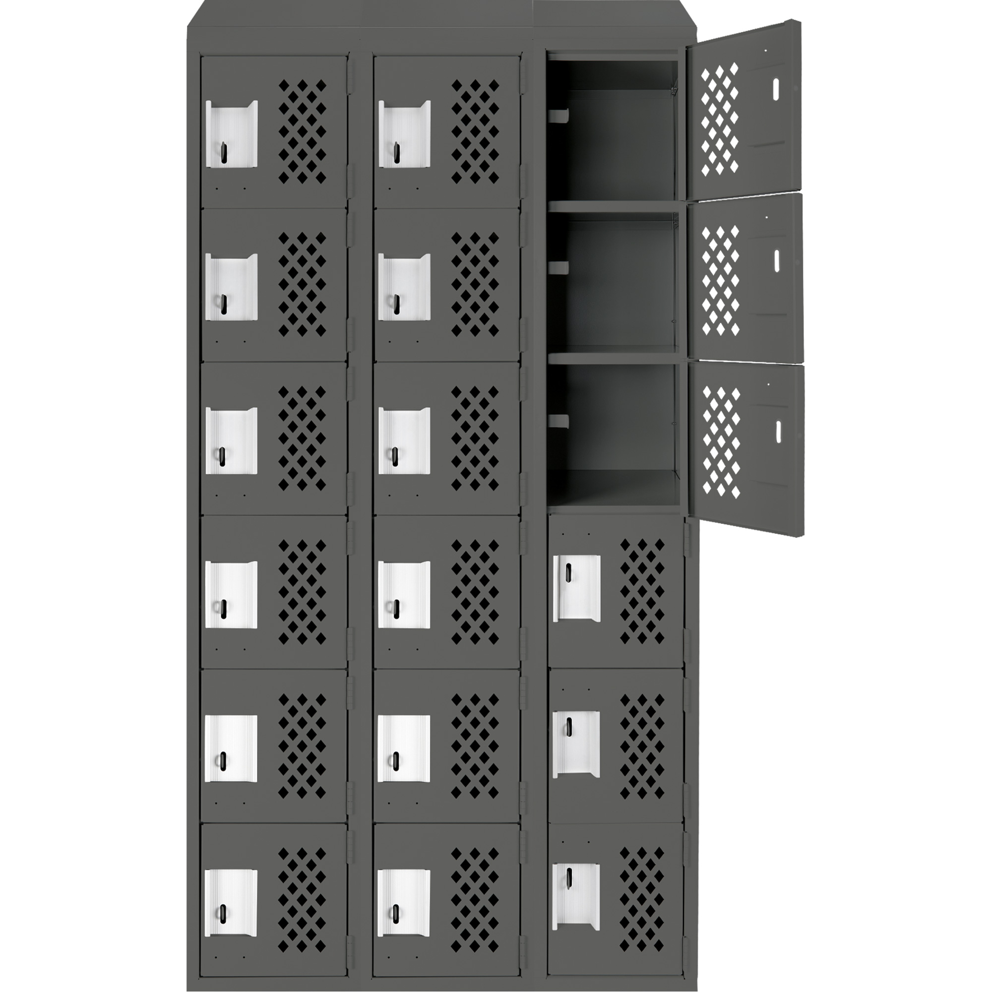 Petit casier perforé Clean-Line, 6 niveaux, Bloc de 3, 12" x 72" x 12", Acier – Image 4
