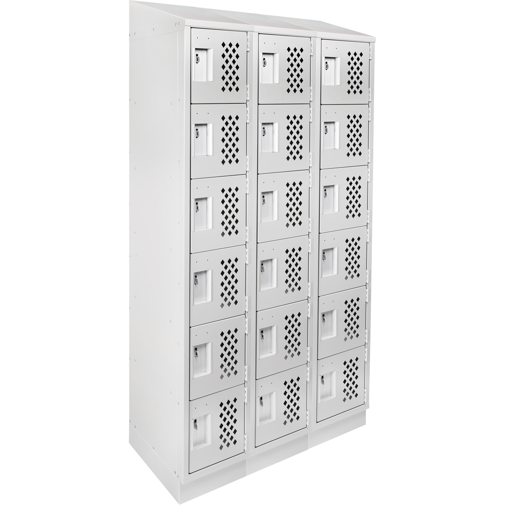 Petit casier perforé Clean-Line, 6 niveaux, Bloc de 3, 12" x 72" x 12", Acier