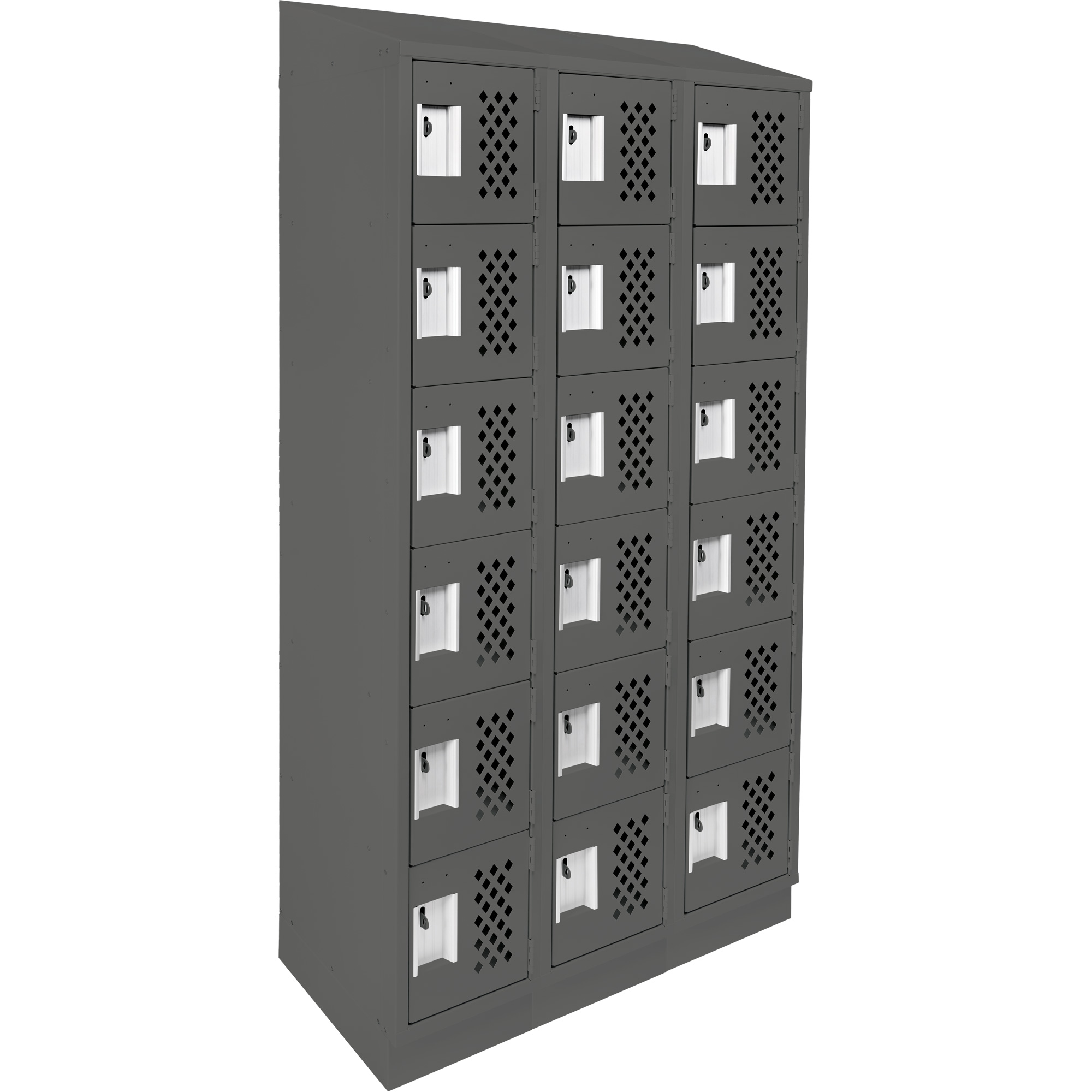 Petits casiers économiques assemblés et perforés Clean LineMC, 6 niveaux, Bloc de 3, 18" x 72" x 12", Acier