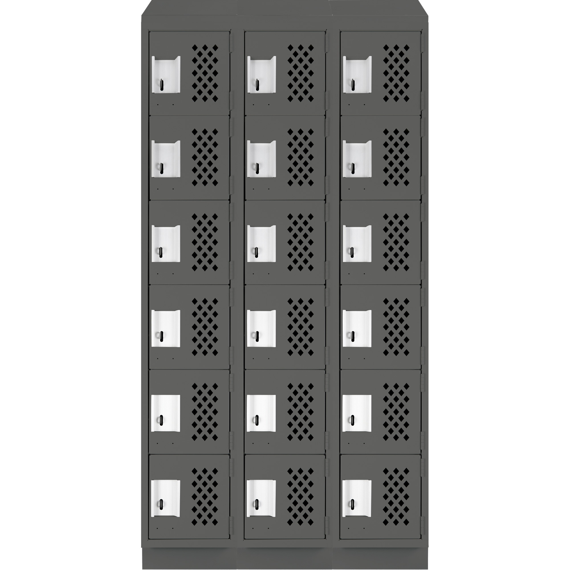 Petits casiers économiques assemblés et perforés Clean LineMC, 6 niveaux, Bloc de 3, 18" x 72" x 12", Acier – Image 2