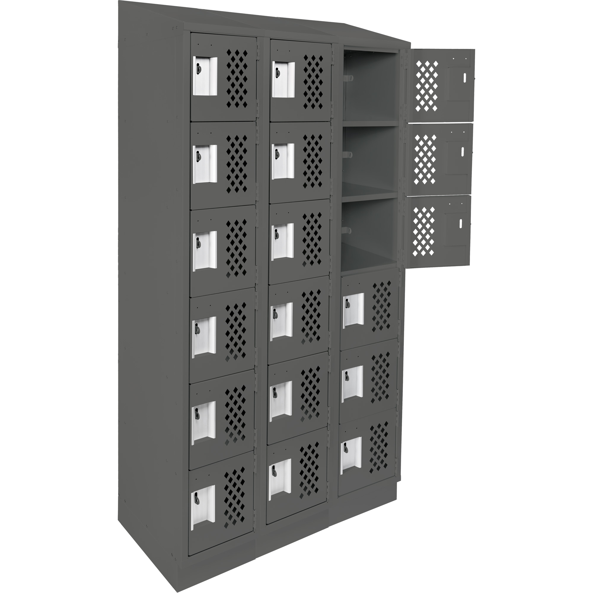 Petits casiers économiques assemblés et perforés Clean LineMC, 6 niveaux, Bloc de 3, 18" x 72" x 12", Acier – Image 3