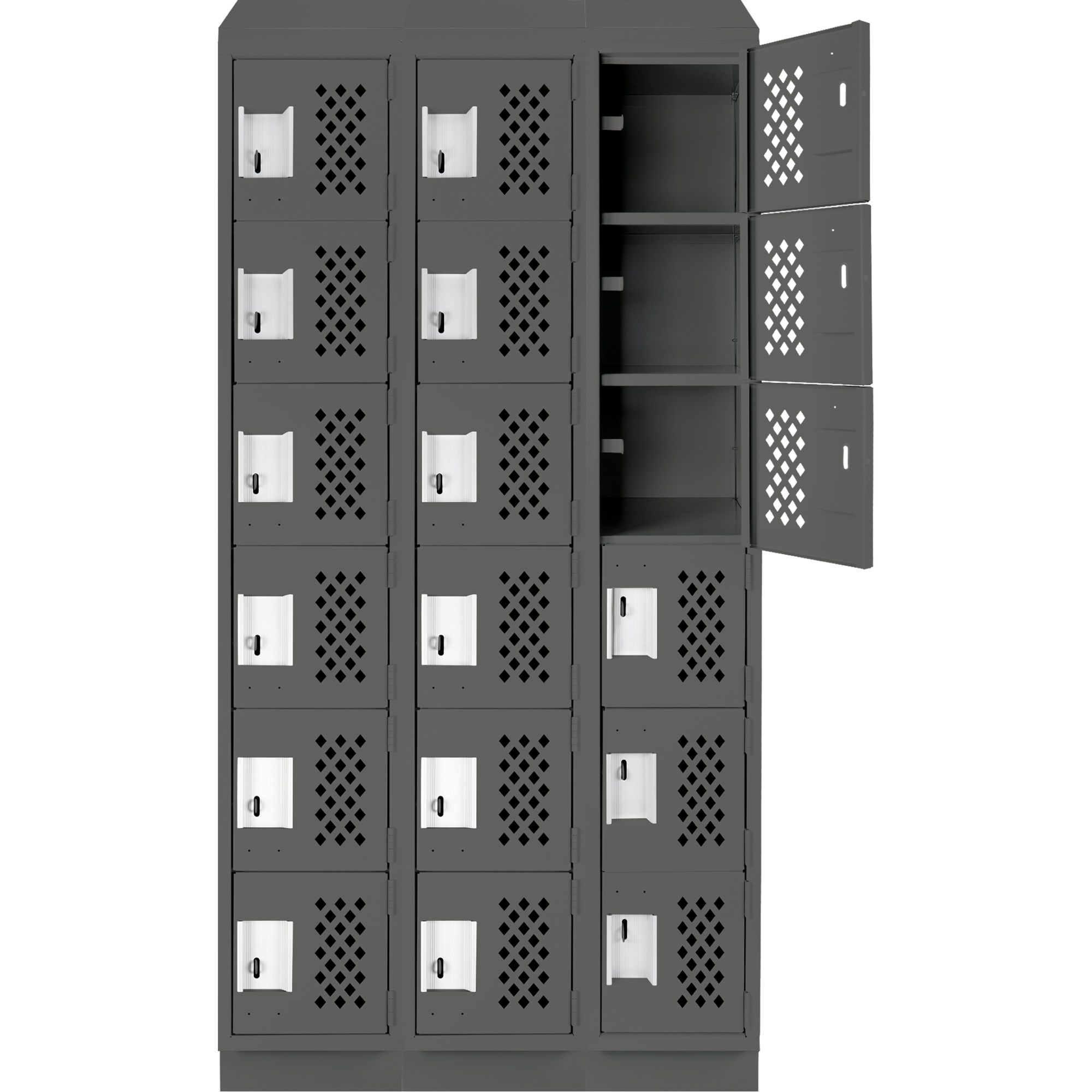 Petits casiers économiques assemblés et perforés Clean LineMC, 6 niveaux, Bloc de 3, 18" x 72" x 12", Acier – Image 4