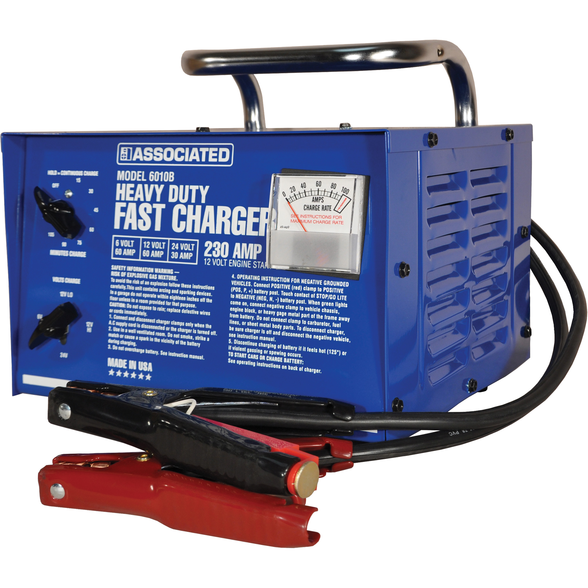 Chargeur de batterie 6/12/24 V portatif de calibre commercial pour service intensif