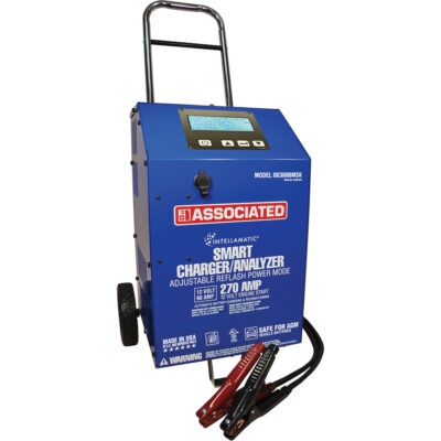 Chargeur de batterie sur roues avec fonction de démarrage assisté de 12 V et 60 A