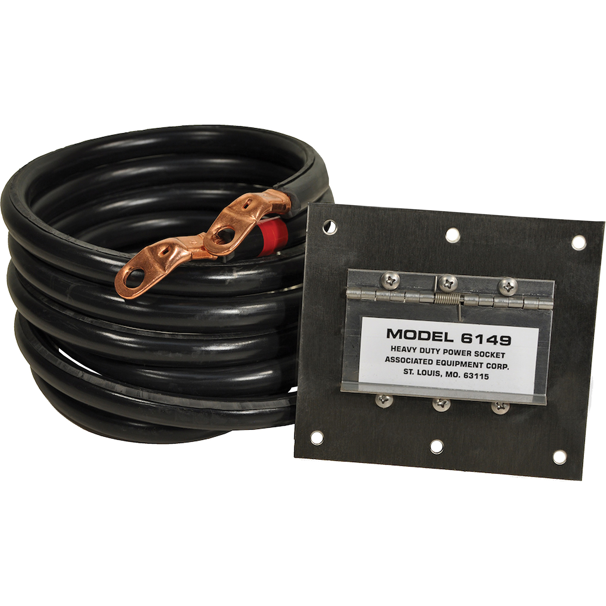 Panneau de douille polarisée robuste en acier inoxydable à brancher, 1 AWG, Câble 5'