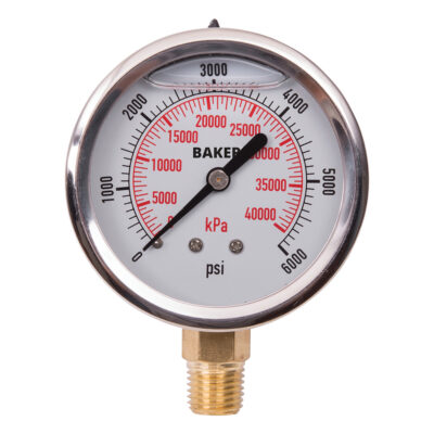 Manomètres, 2-1/2", 0 - 6000 psi, Fixation inférieure, Analogique rempli de liquide