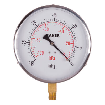 Manomètres, 4-1/2", 30" 0 Hg Vac, Fixation inférieure, Analogique