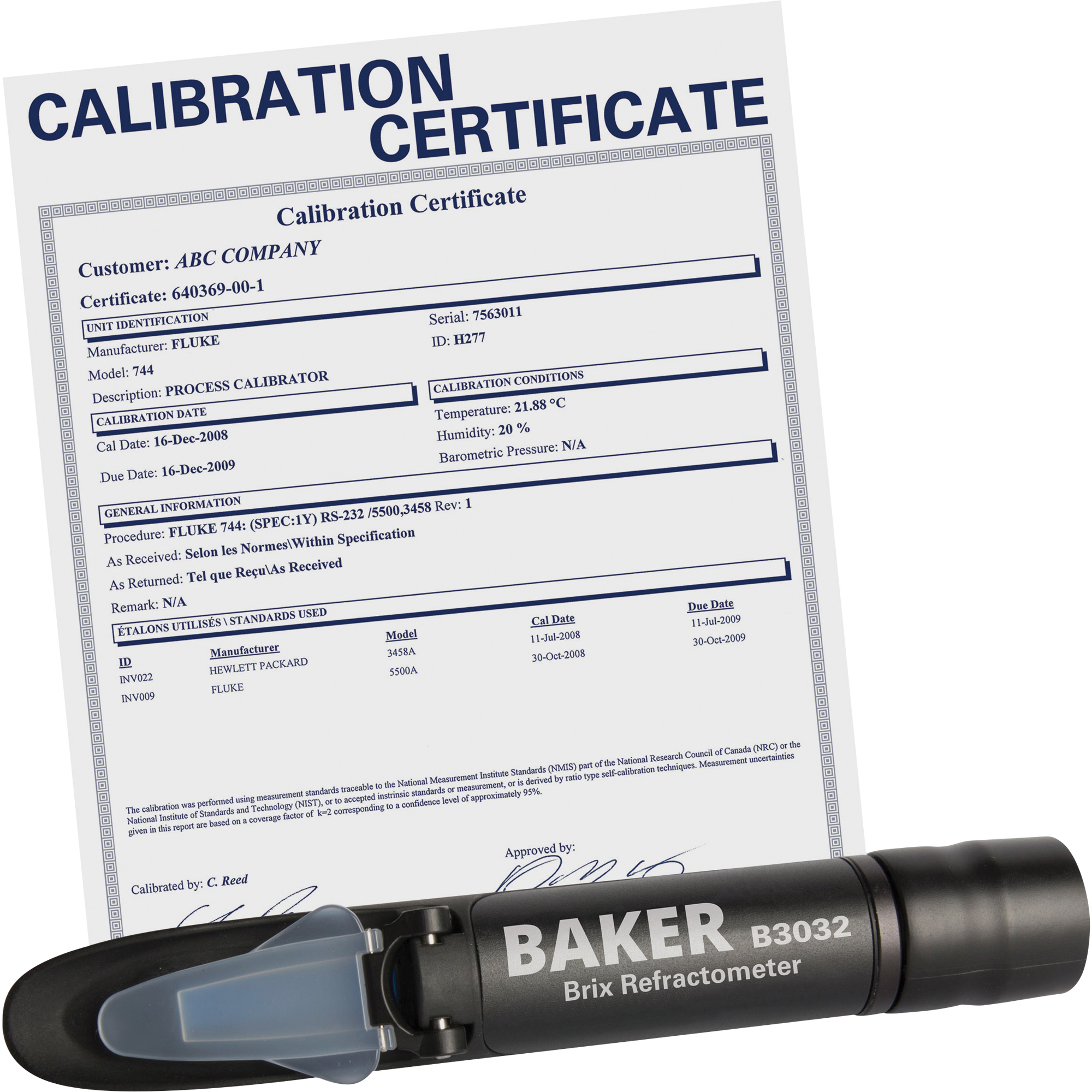 Réfractomètre avec certificat ISO, Analogue (verre-regard)-Numérique, Br