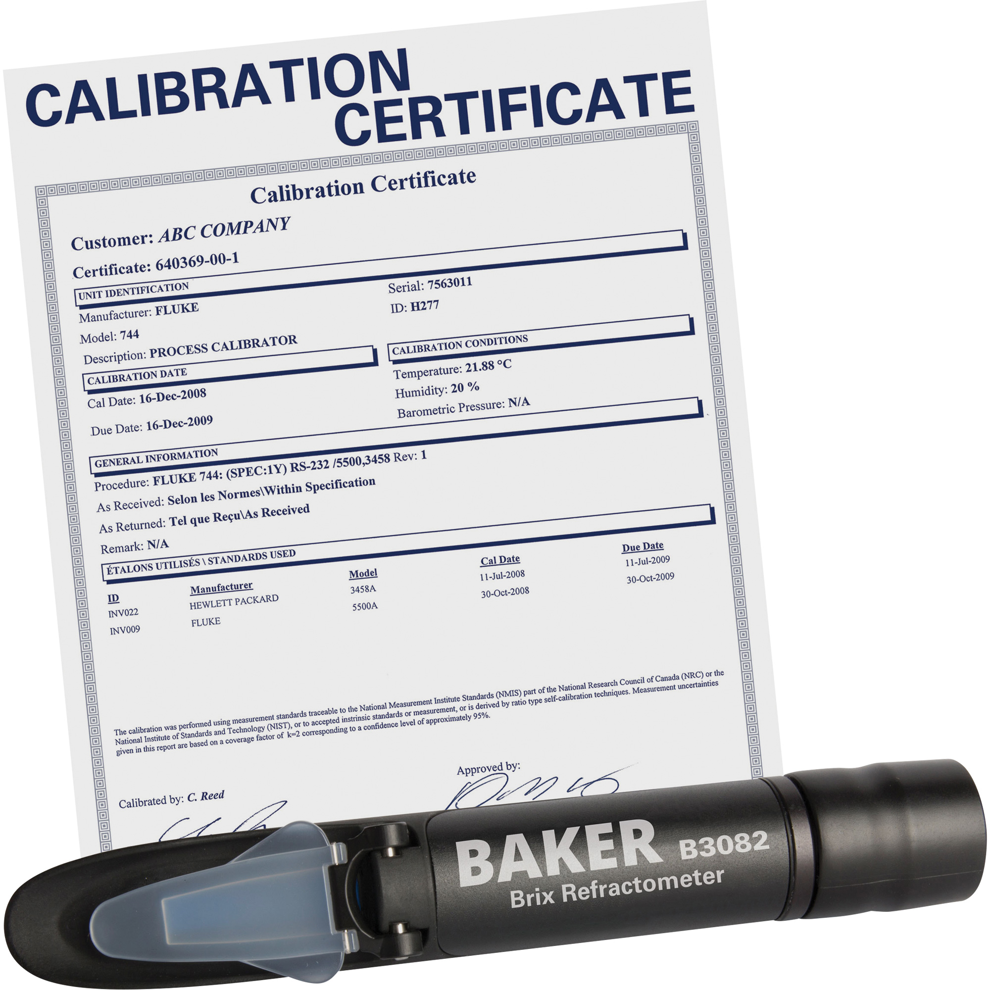 Réfractomètre avec certificat ISO, Analogue (verre-regard)-Numérique, Br