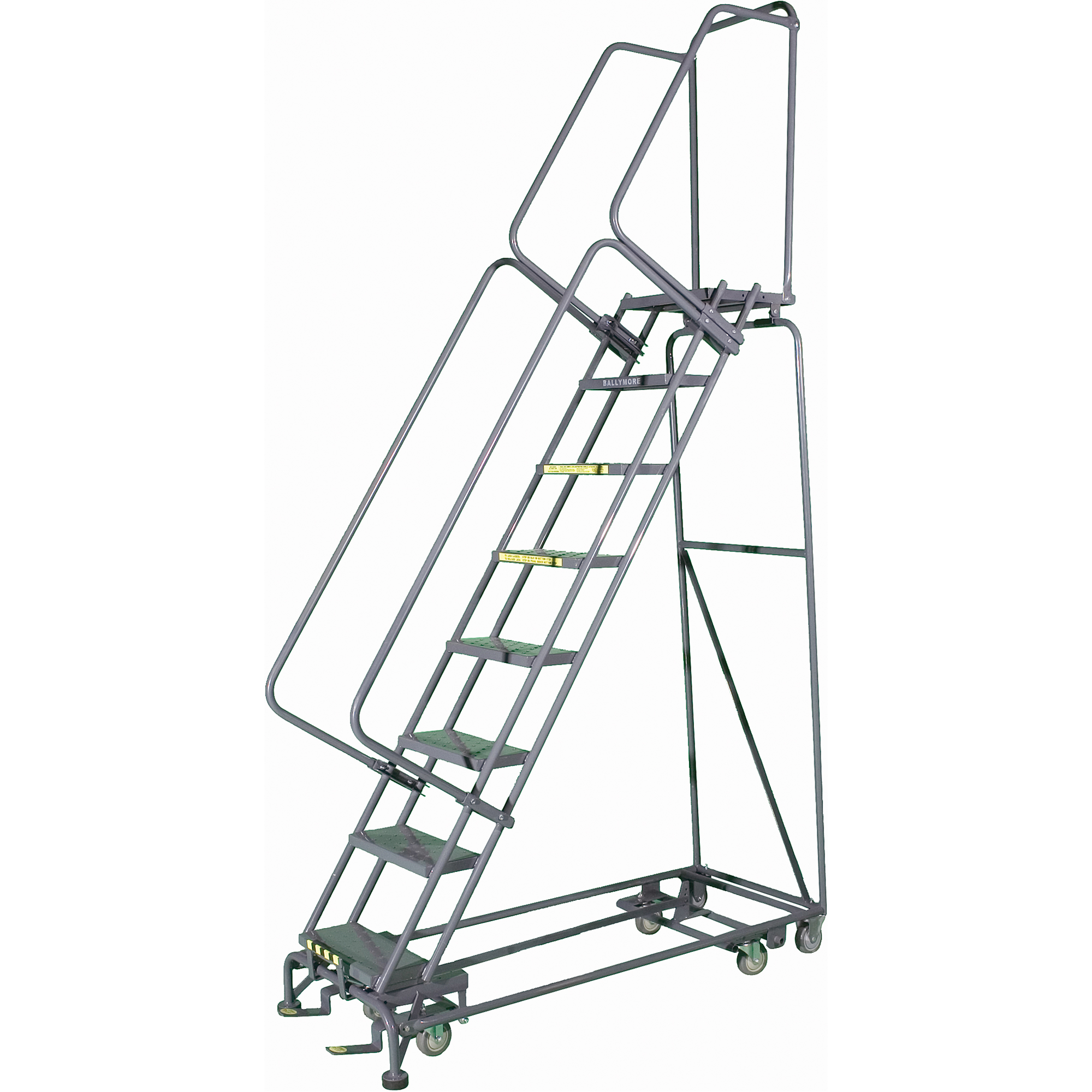 Échelles multidirectionelles, 10 marches, Largeur de la marche 24", Hauteur de la plateforme 100", Acier