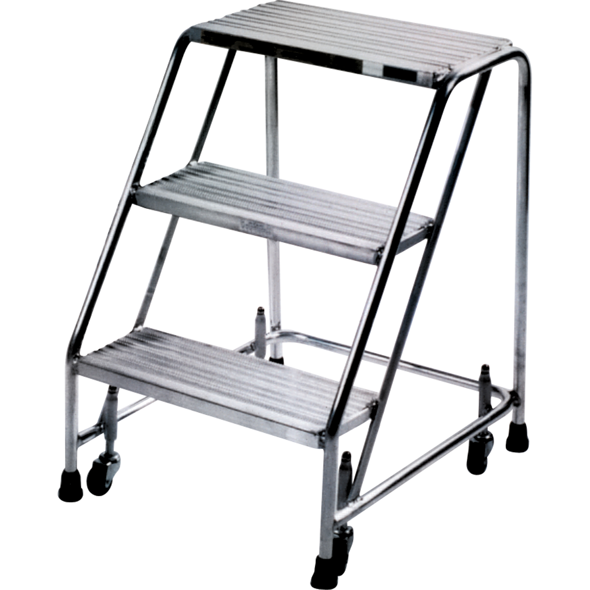 Échelles roulantes, 2 marches, Largeur de la marche 18", Hauteur de la plateforme 19", Aluminium