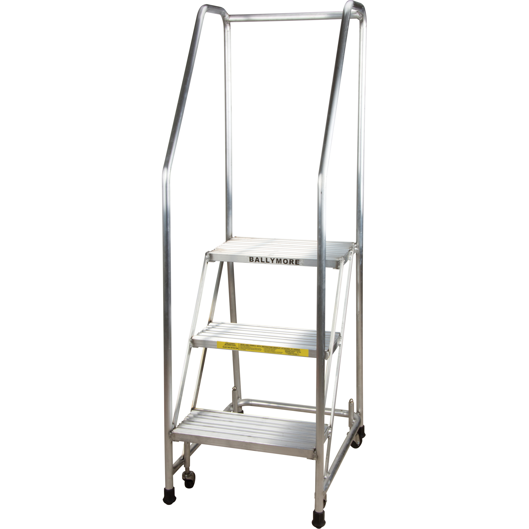 Échelles roulantes, 3 marches, Largeur de la marche 18", Hauteur de la plateforme 28-1/2", Aluminium