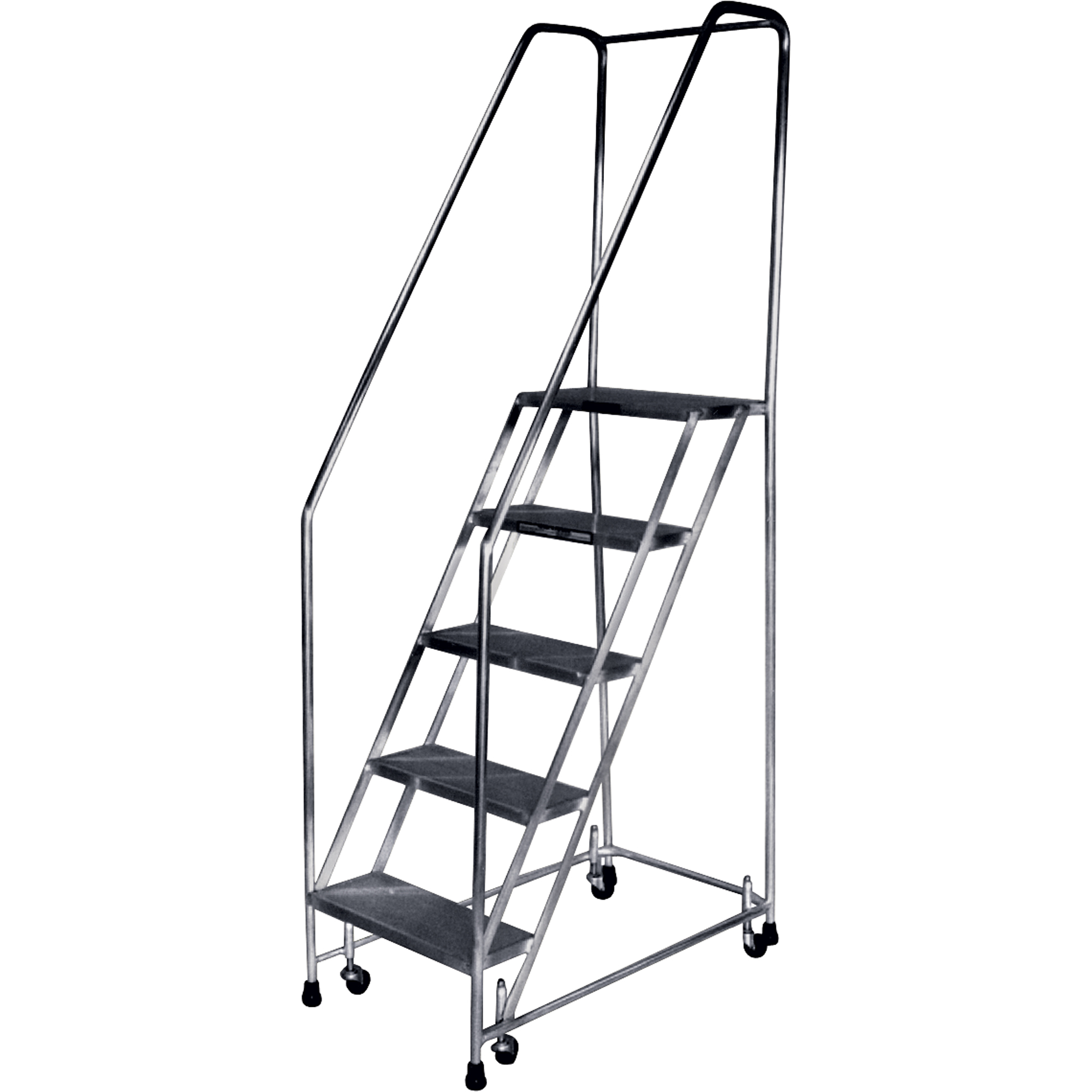 Échelles roulantes, 5 marches, Largeur de la marche 24", Hauteur de la plateforme 47-1/2", Aluminium