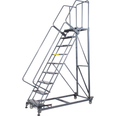 Échelles roulantes Monster, 10 marches, Largeur de la marche 24", Hauteur de la plateforme 100", Acier