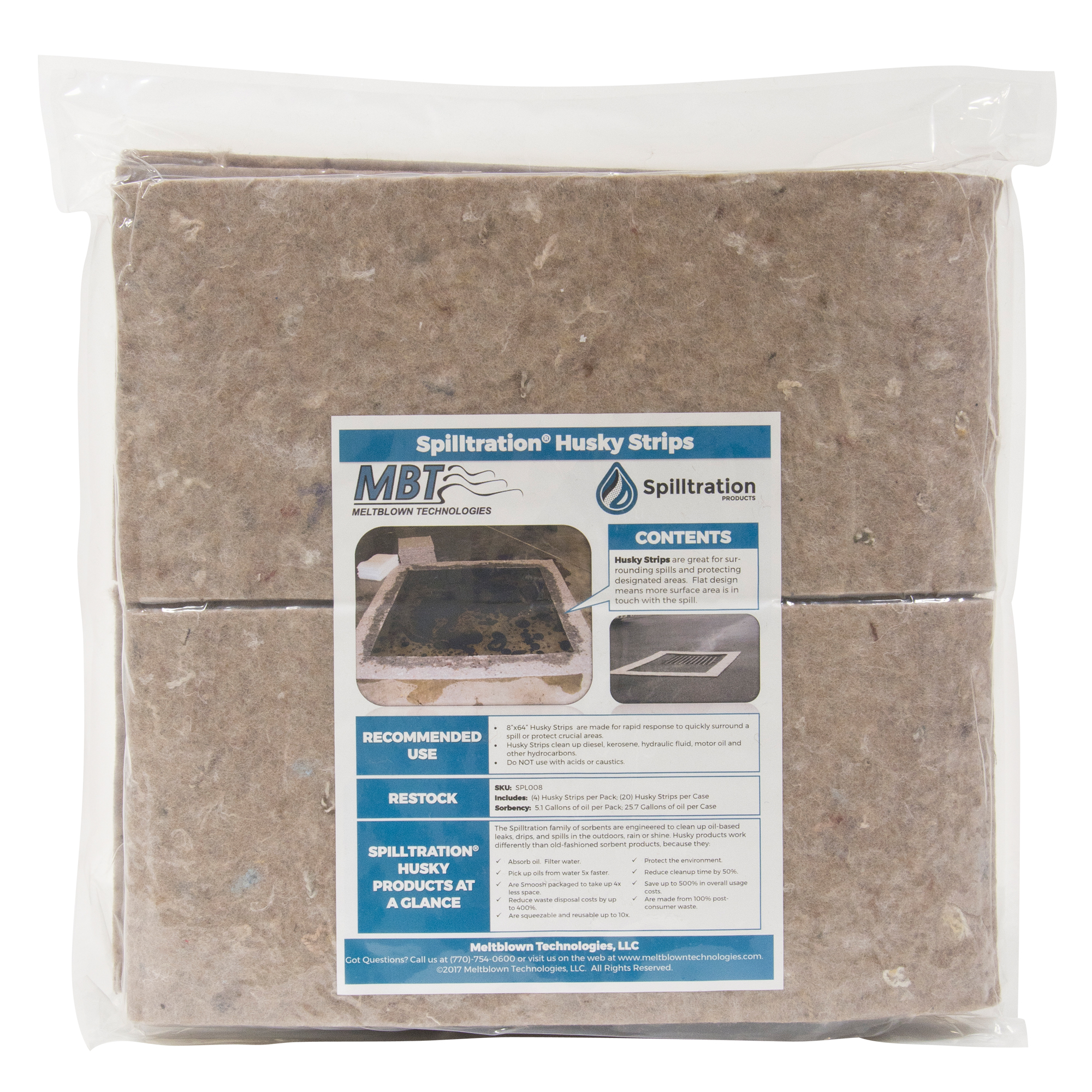 Bandes Husky SpilltrationMC, Huile seulement, 64" x 8", 4 gal. d'absorption