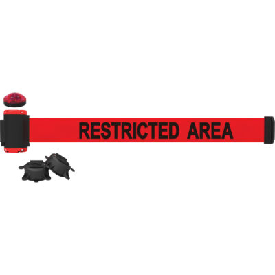 Barrière à fixation murale avec ensemble d'éclairage, Plastique, Fixation magnétique, 7', Ruban Rouge