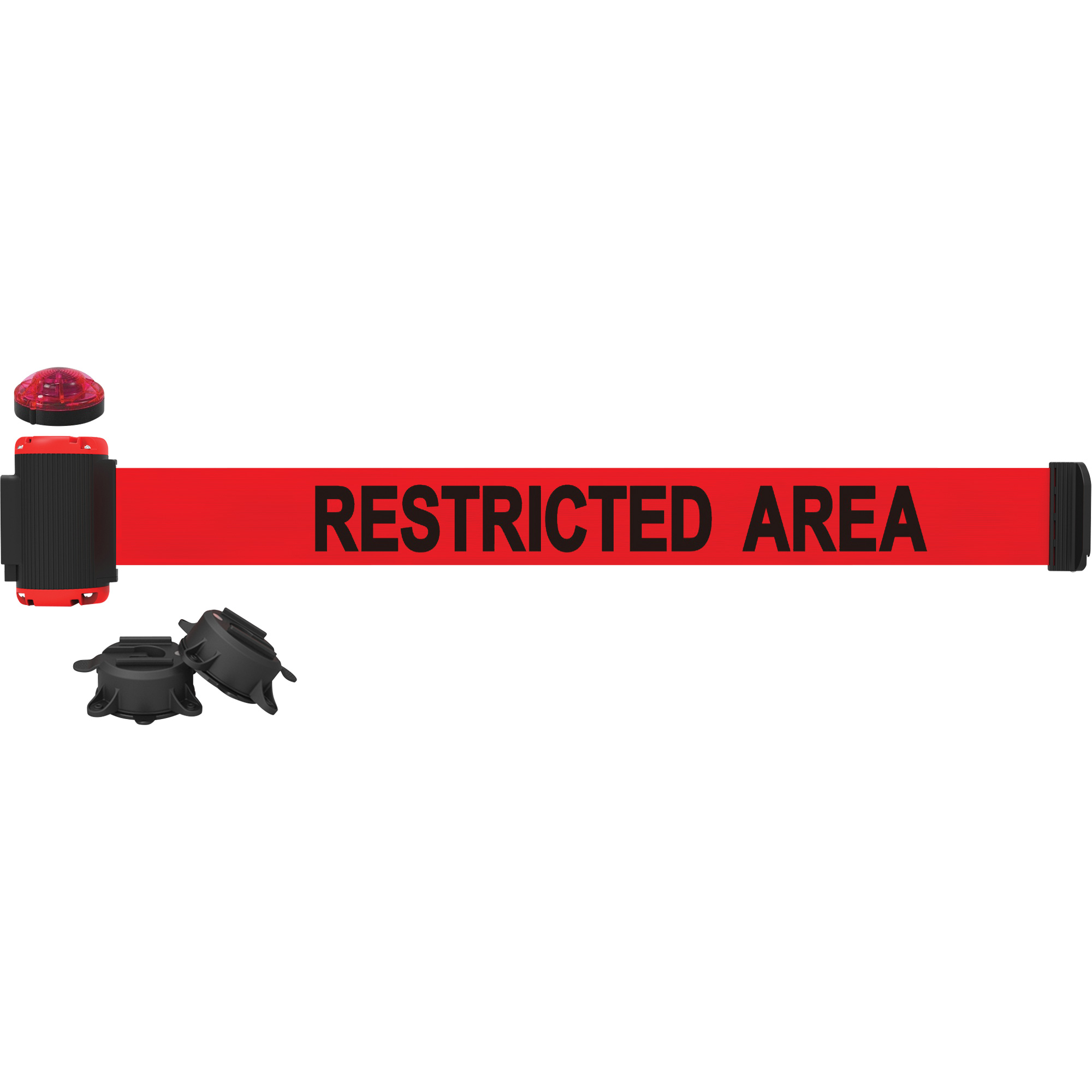 Barrière à fixation murale avec ensemble d'éclairage, Plastique, Fixation magnétique, 7', Ruban Rouge