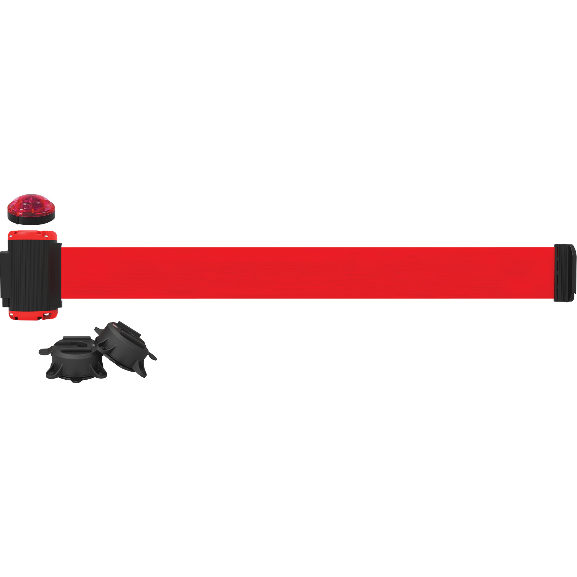 Barrière à fixation murale avec ensemble d'éclairage, Plastique, Fixation magnétique, 7', Ruban Rouge