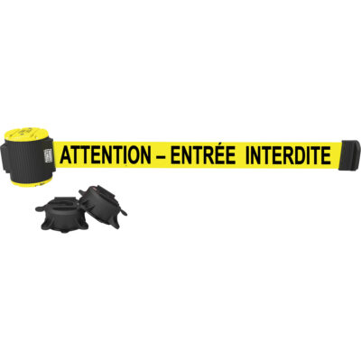 Barrière à fixation murale, Plastique, Fixation magnétique, 30', Ruban Jaune
