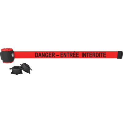 Barrière à fixation murale, Plastique, Fixation magnétique, 30', Ruban Rouge