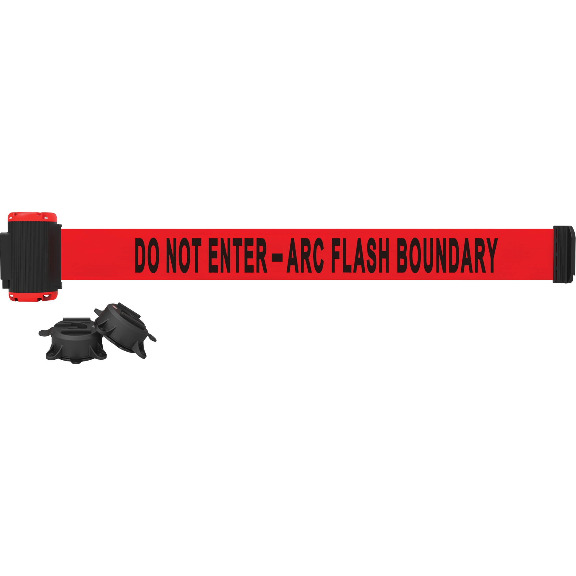 Barrière à fixation murale, Plastique, Fixation magnétique, 7', Ruban Rouge