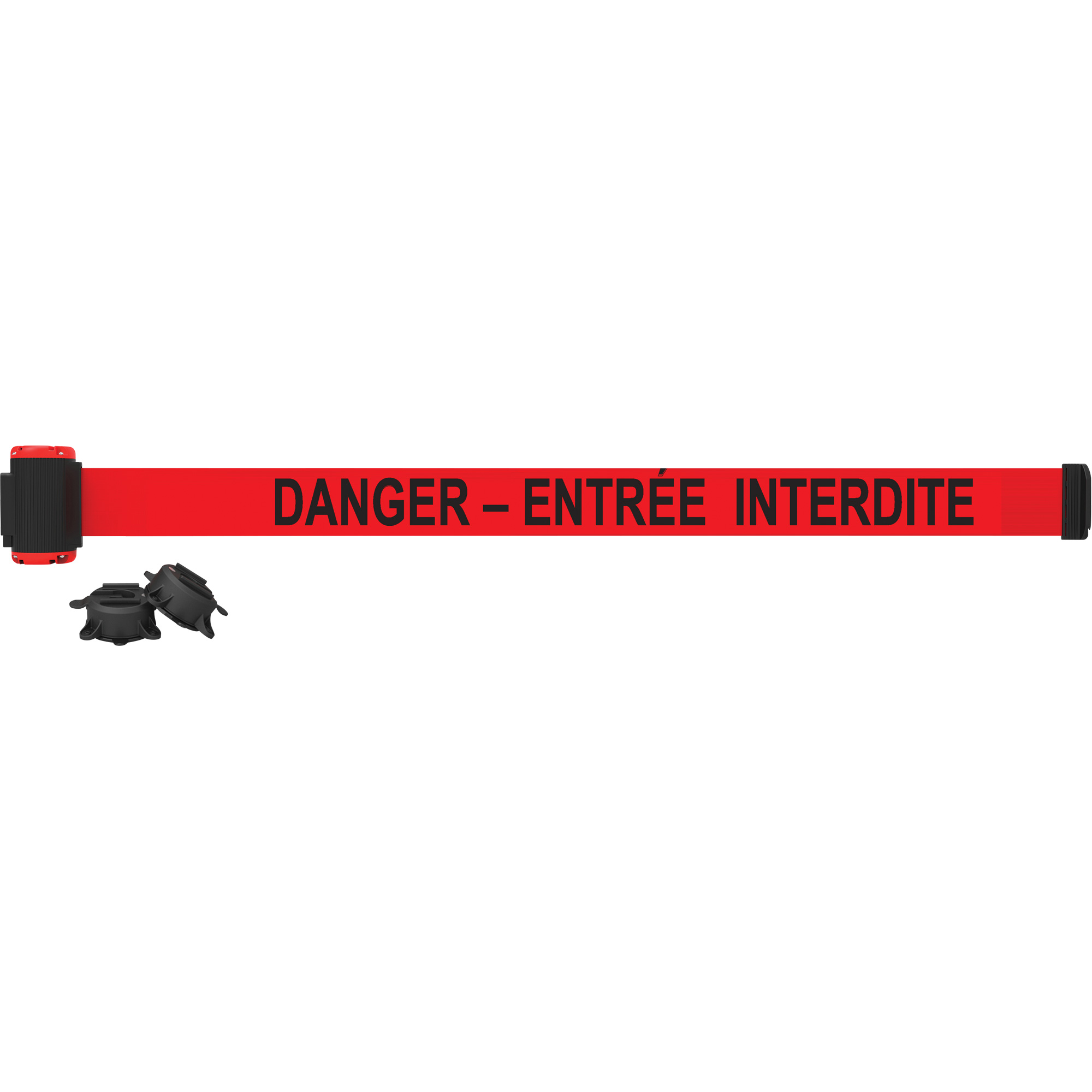 Barrière à fixation murale, Plastique, Fixation magnétique, 7', Ruban Rouge